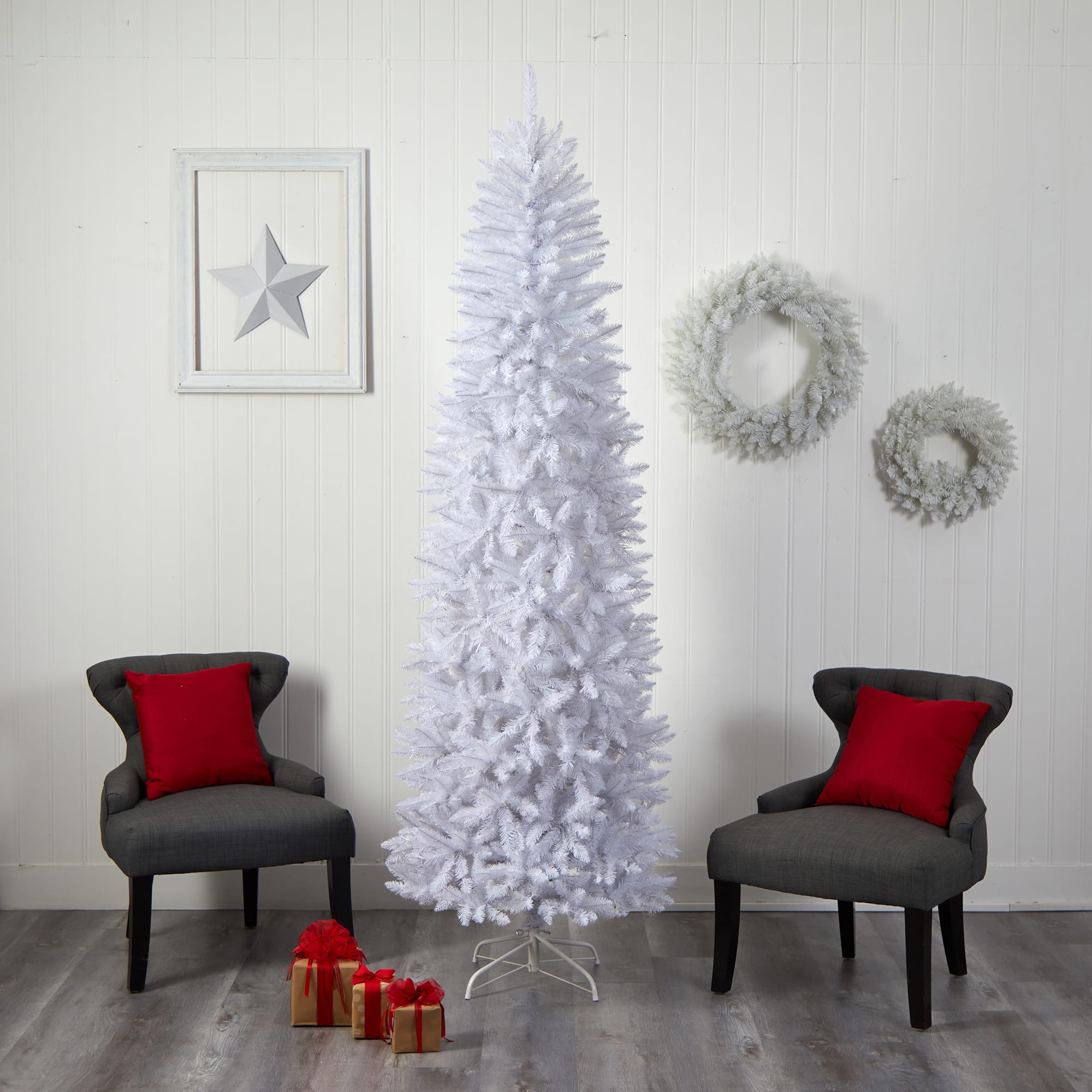 8ft. Unlit Slim White Artificial Christmas Tree