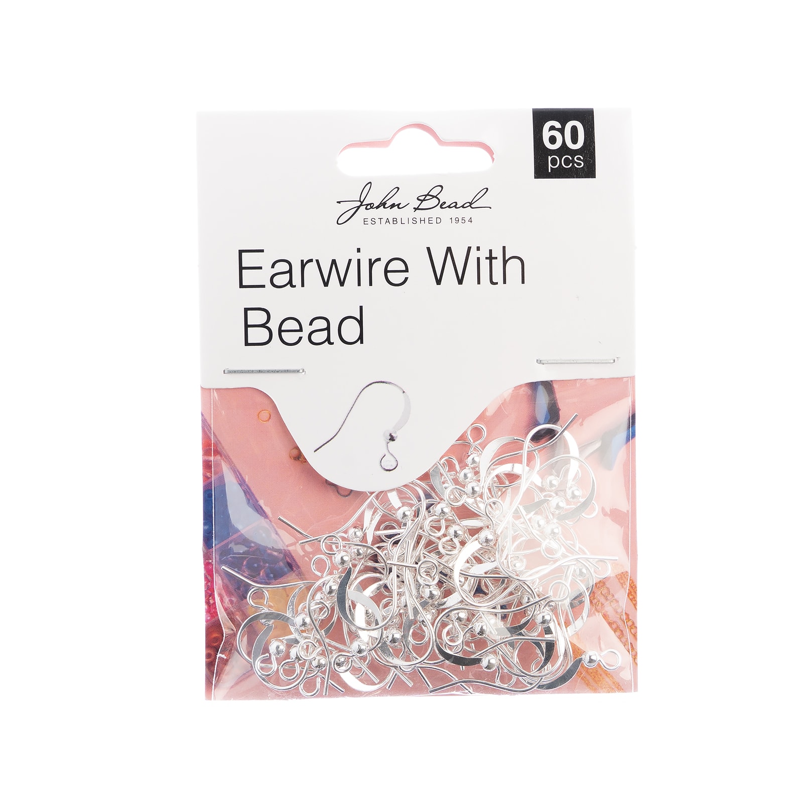 John Bead Must Have Findings 18mm Earwire with Bead, 60ct.