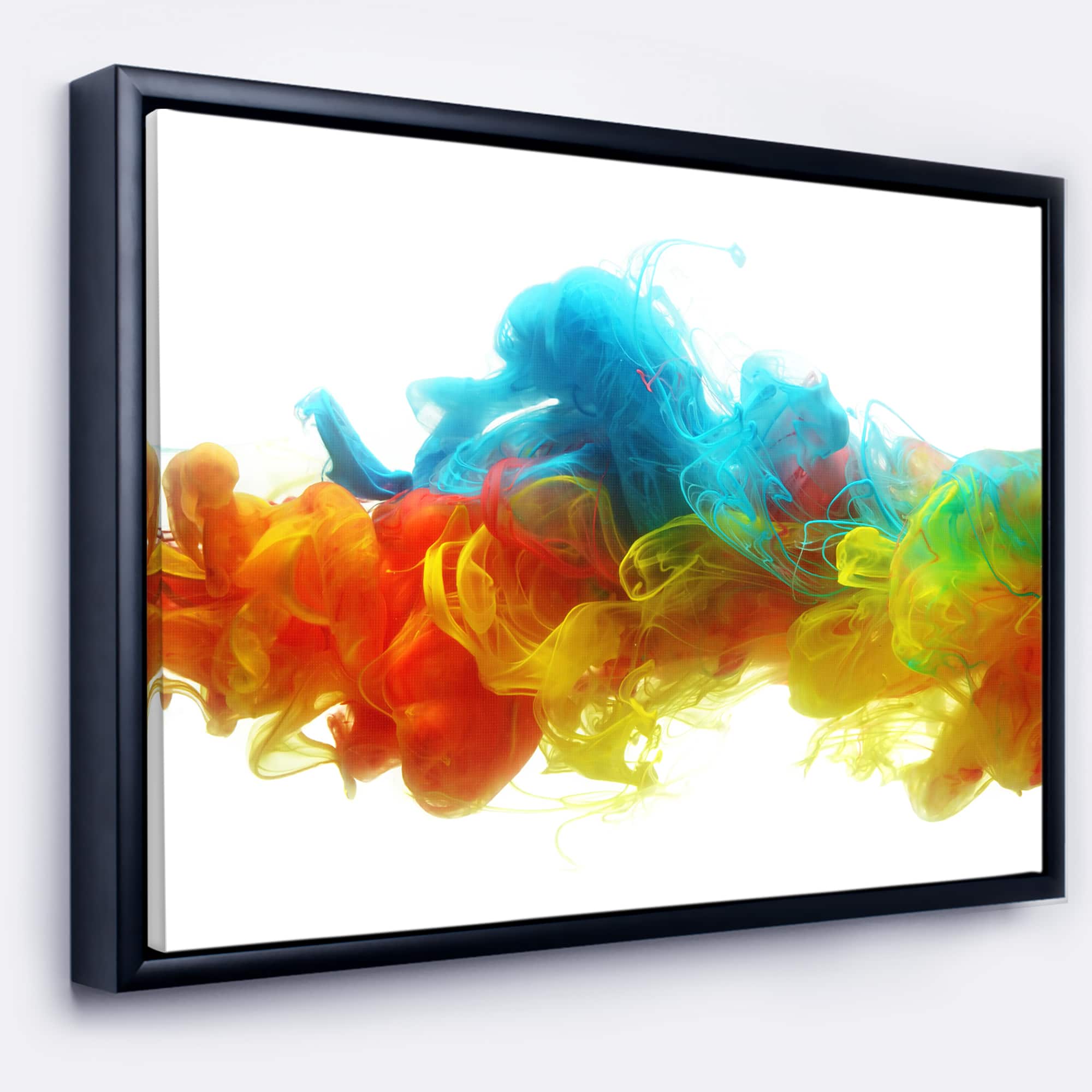 Designart - Colorful Ink in Water - Abstract Canvas Artwork in Black Frame