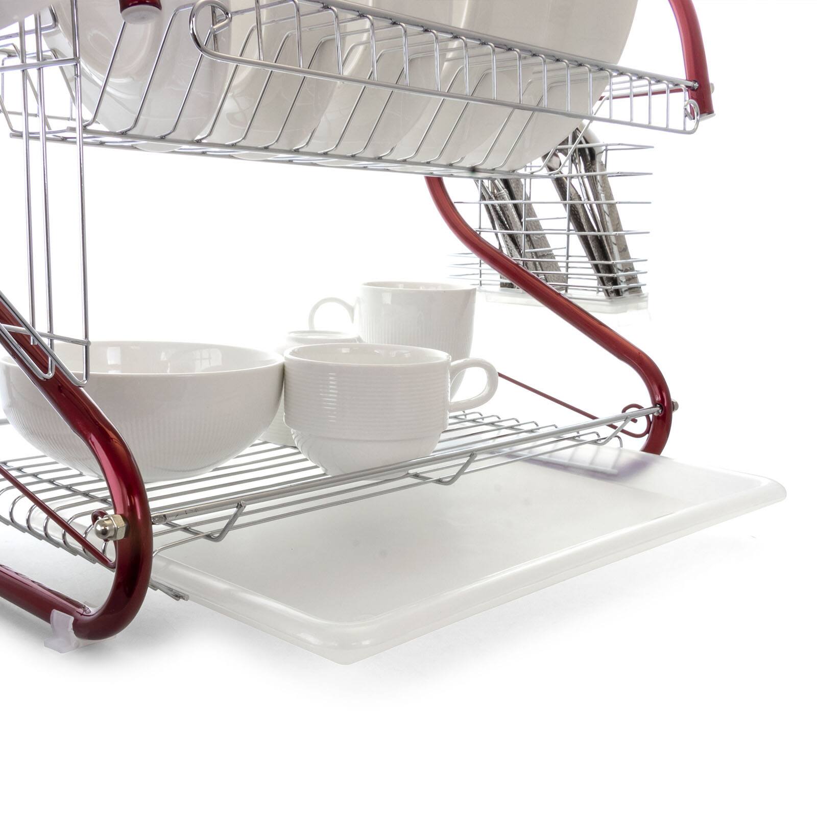 MegaChef 16 Red 2-Shelf Iron Wire Dish Rack