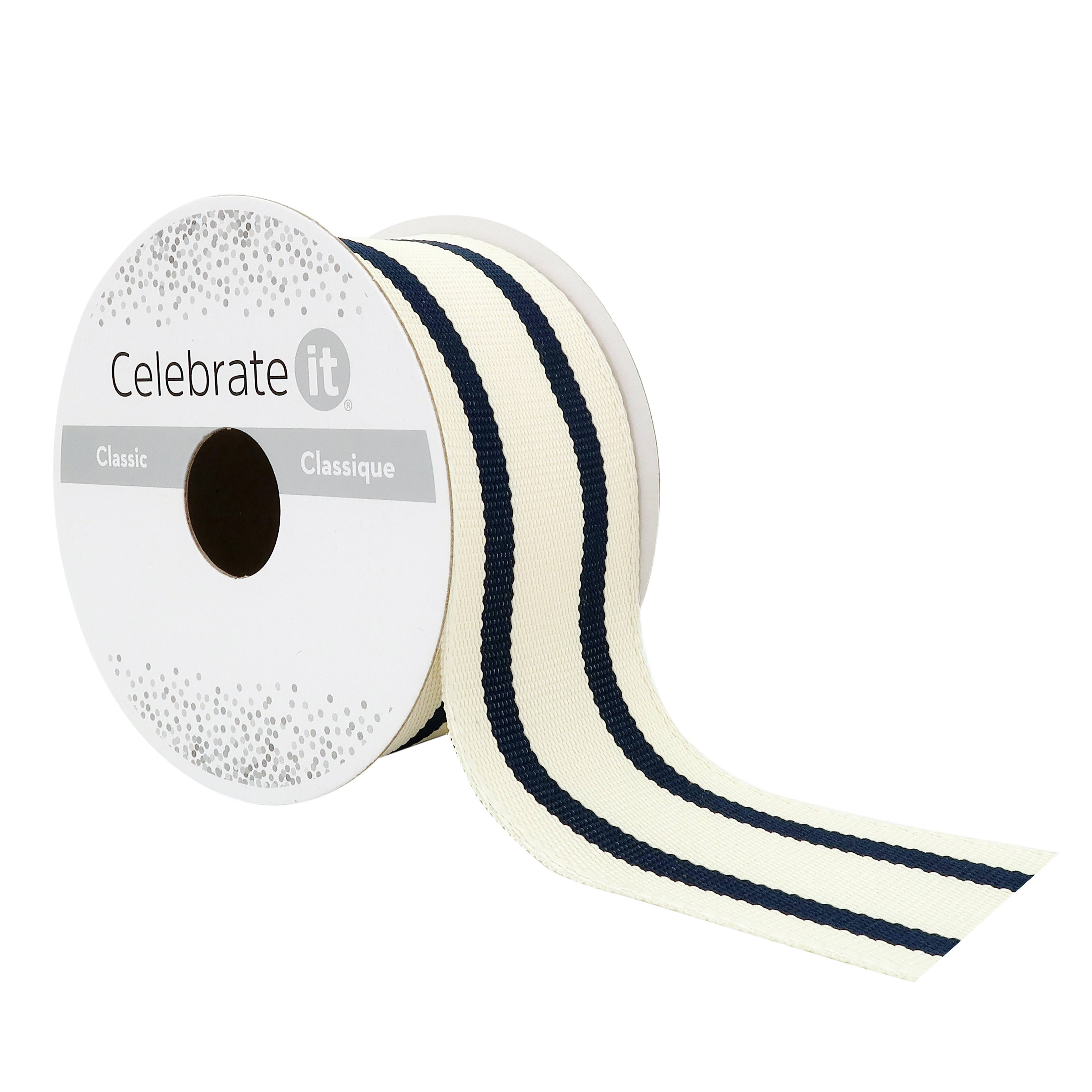 12 Pack: 1.5" x 3yd. Wired Ticking Stripe Ribbon by Celebrate It™