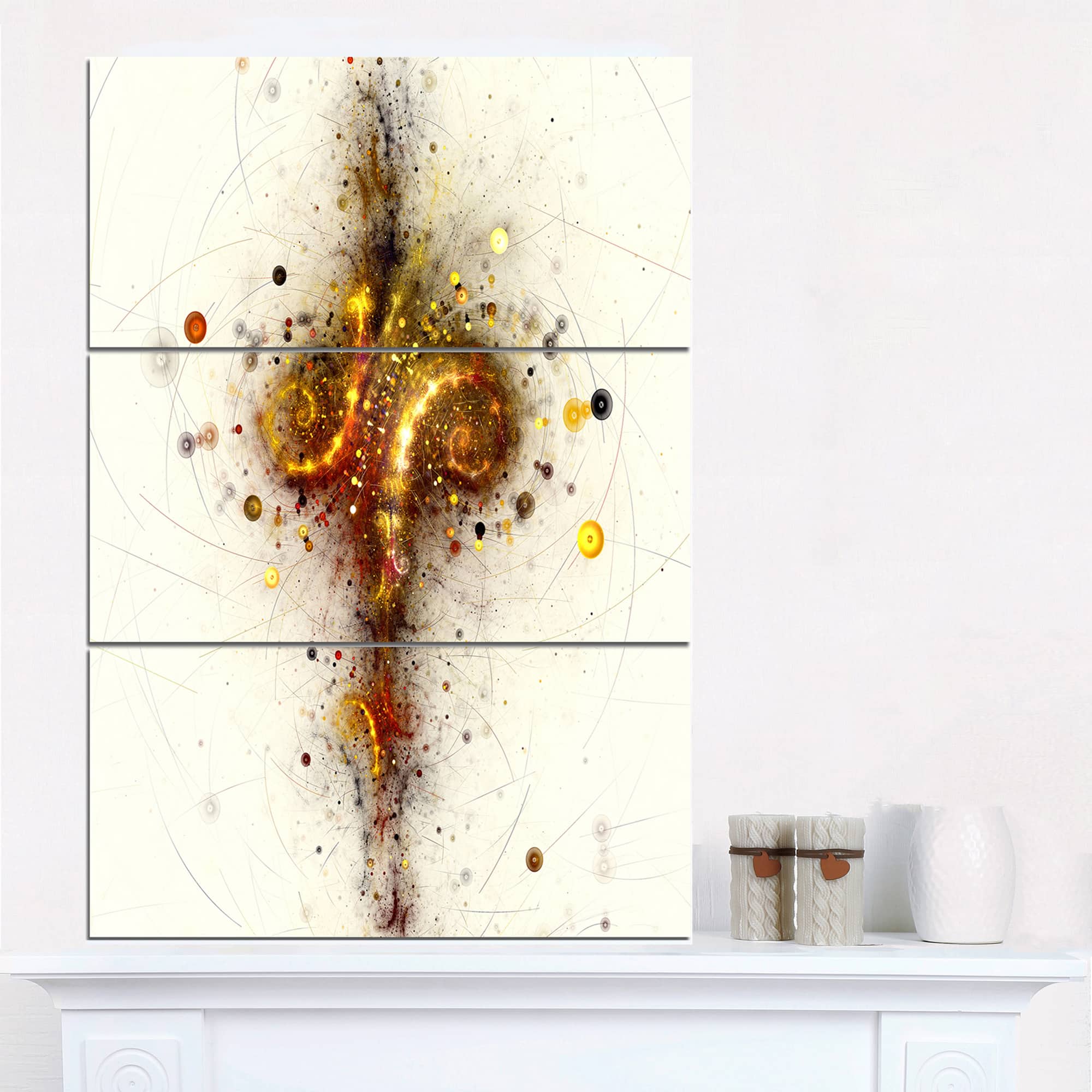 Designart - Dark Yellow Fractal Art Design - Abstract Canvas Wall Art Print