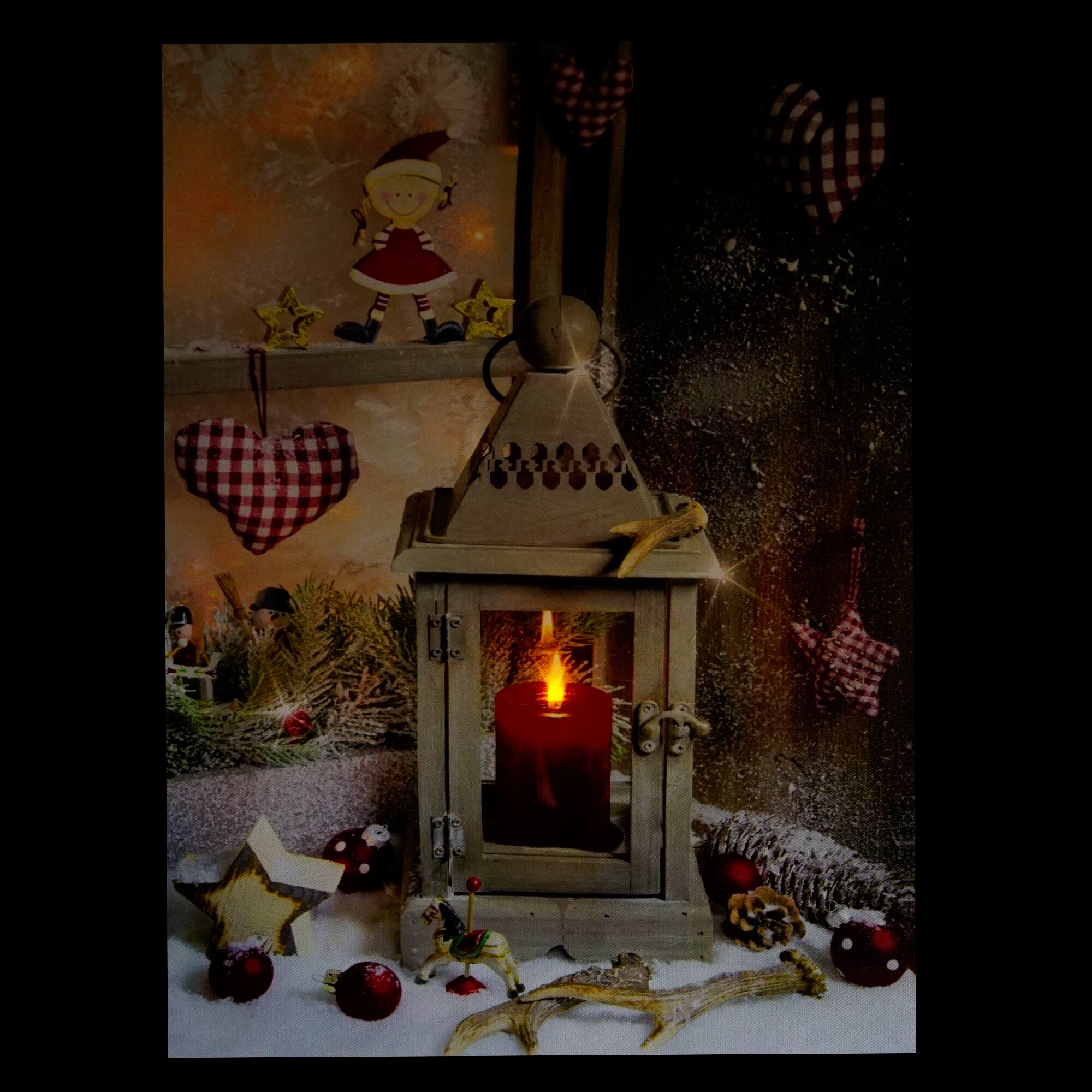 LED Cozy Country Lantern Canvas Wall Art