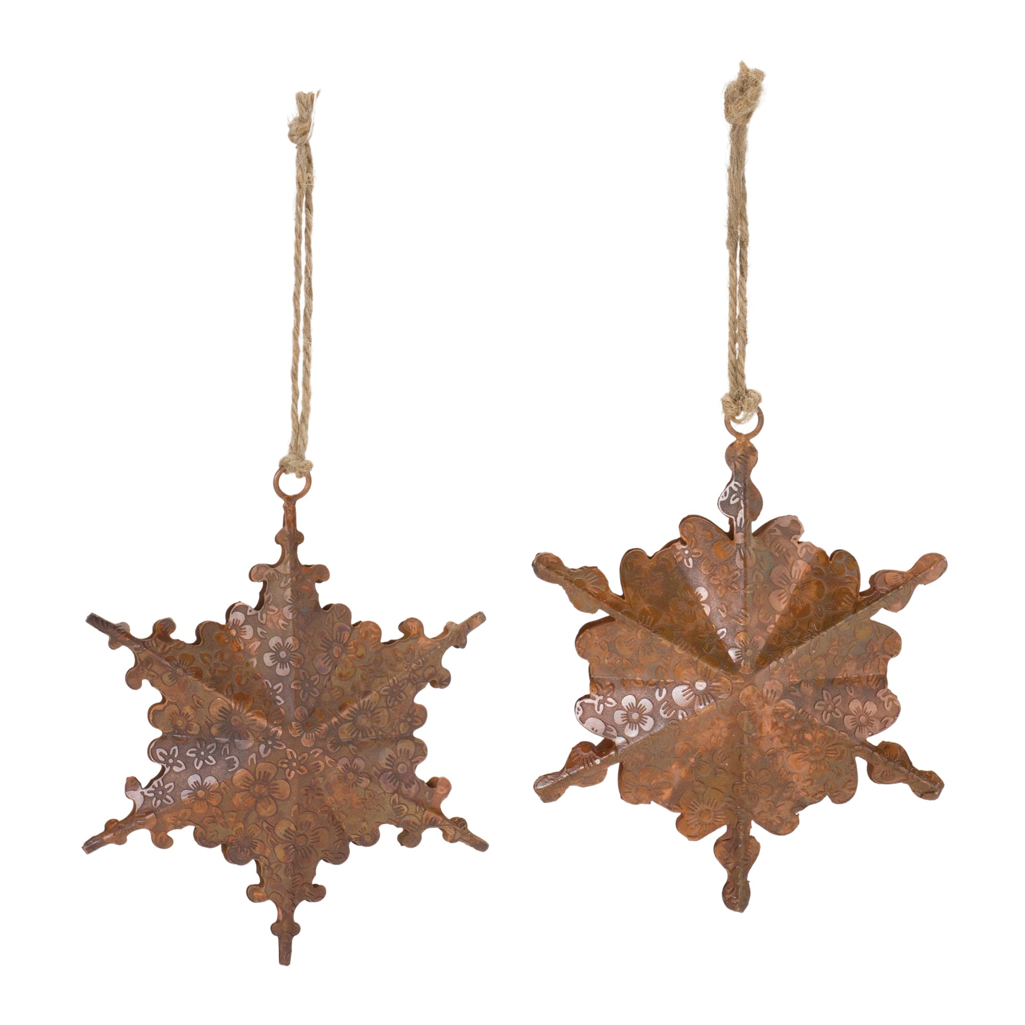 6ct. 5.25&#x22; Floral Metal Snowflake Ornament Set