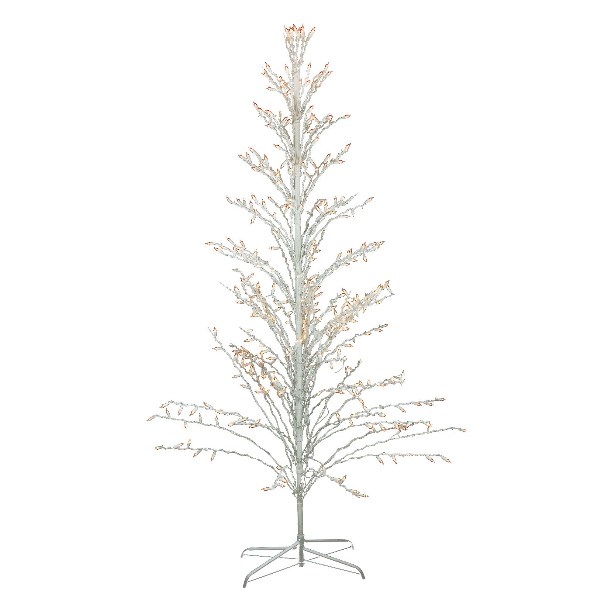 6ft. Pre-Lit White Cascade Twig Artificial Christmas Tree, Clear Lights