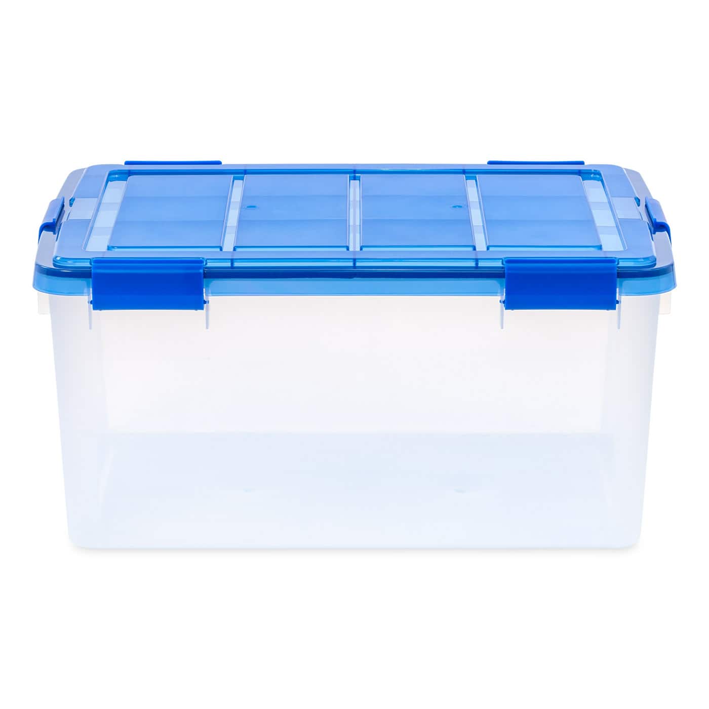 IRIS® 60qt. Clear Ultimate Box with Blue Buckle Lid