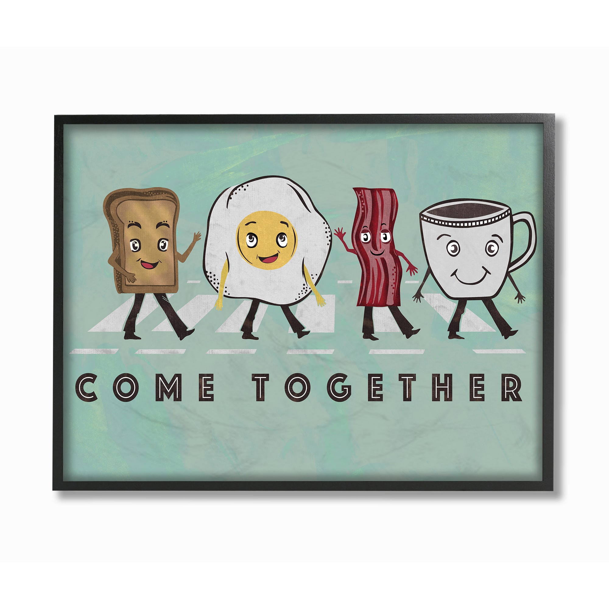 Stupell Industries Come Together Rock n Roll Breakfast Foods on Crosswalk in Black Frame Wall Art