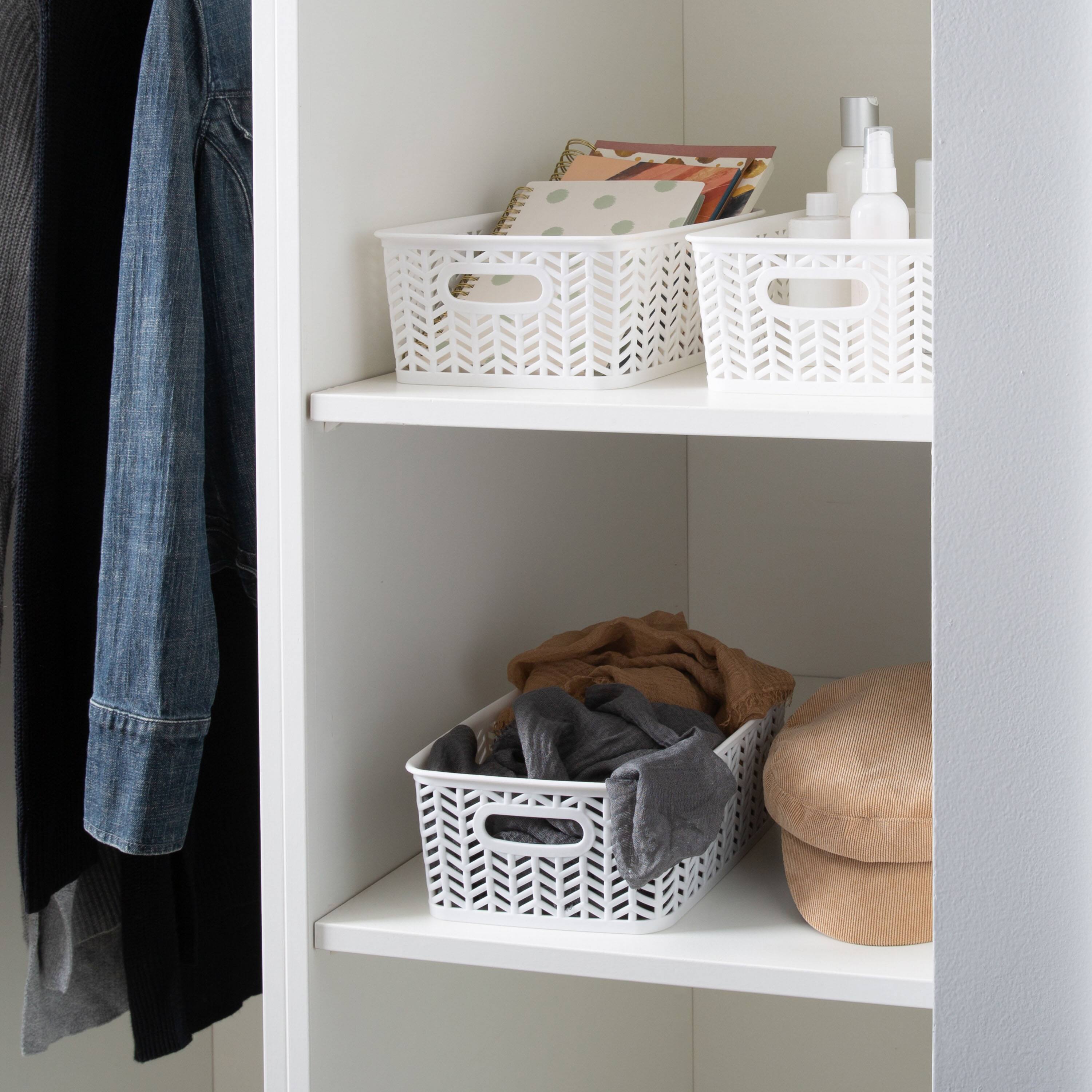 Simplify Small Herringbone Storage Basket, 3ct.