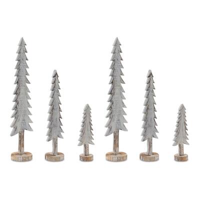 White Wood Tabletop Pine Tree Set | Michaels
