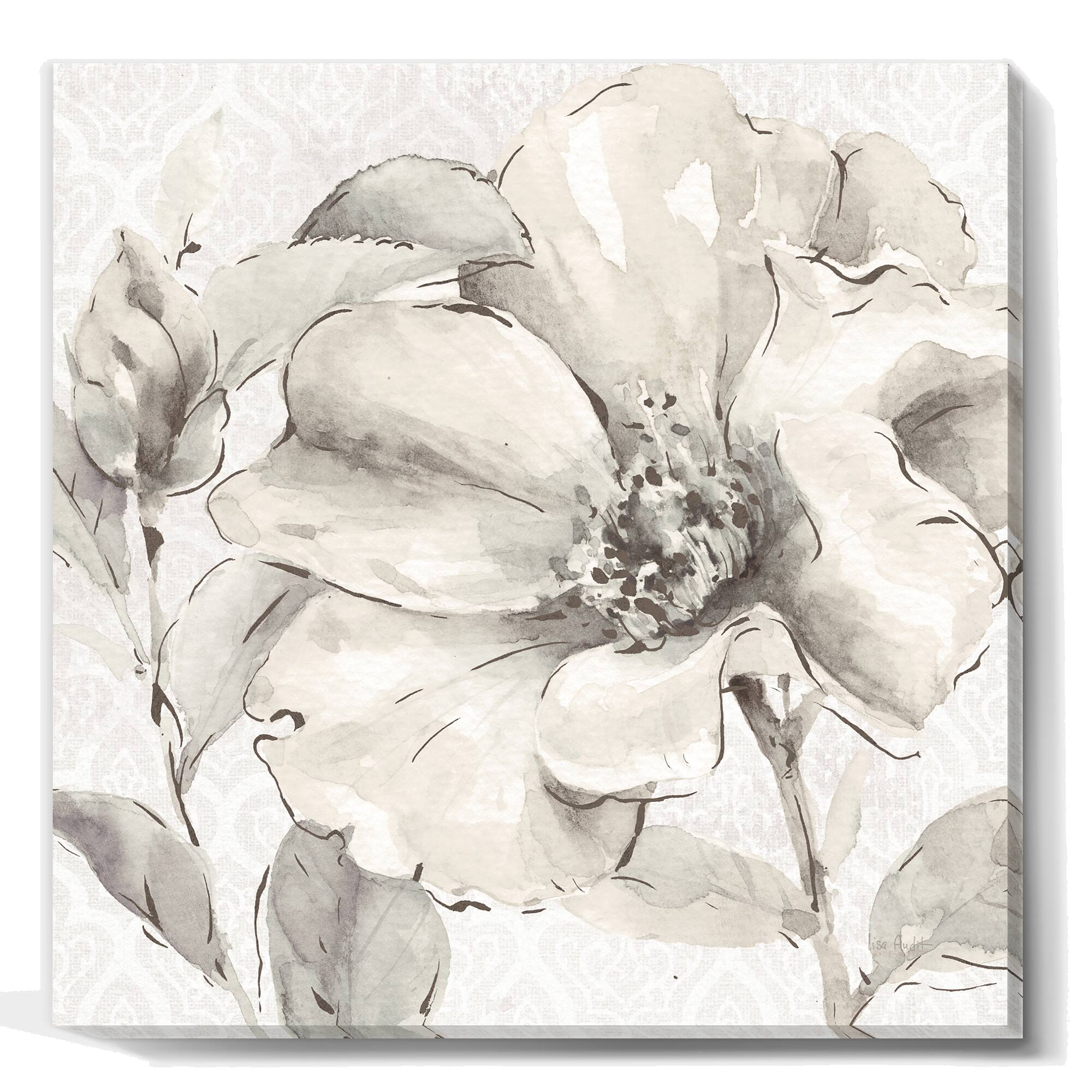 Designart - Indigold Grey Peonies IV - Farmhouse Canvas Art