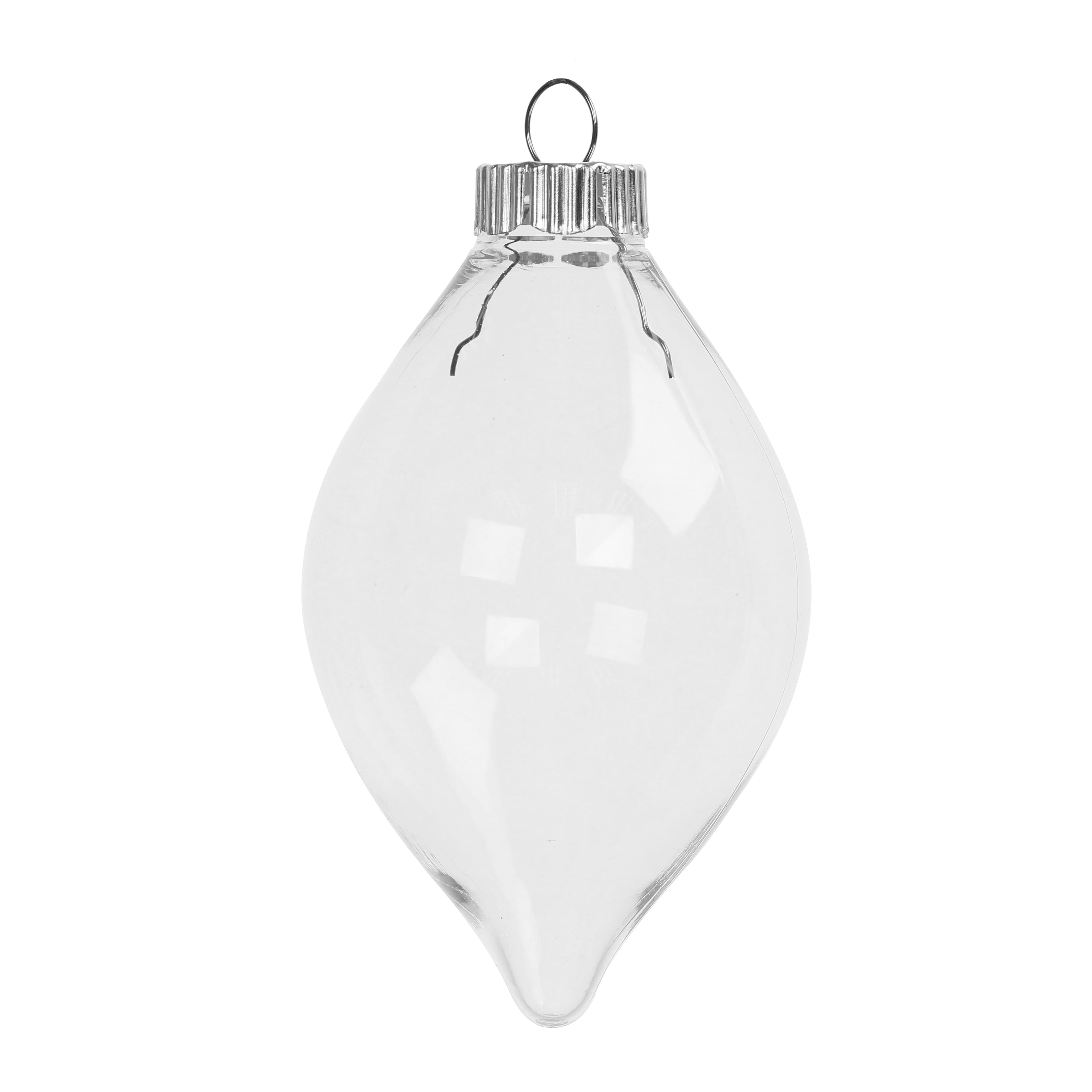 4 Pack 4.5&#x22; Clear DIY Plastic Teardrop Ornaments by Make Market&#xAE;