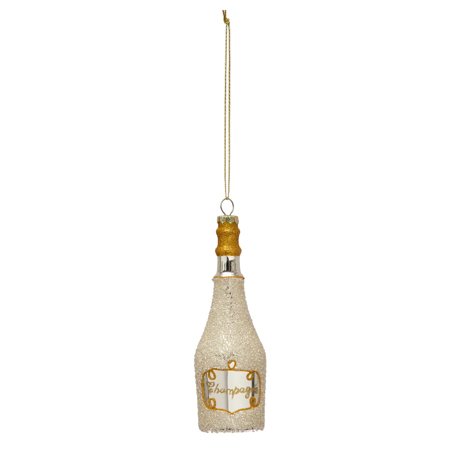 Hello Honey&#xAE; 6&#x22; Gold Glass Champagne Bottle Ornament