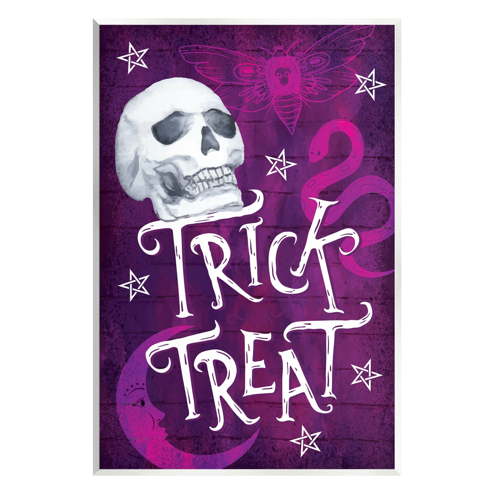 Stupell Industries Trick or Treat Purple Halloween Wall Plaque Art