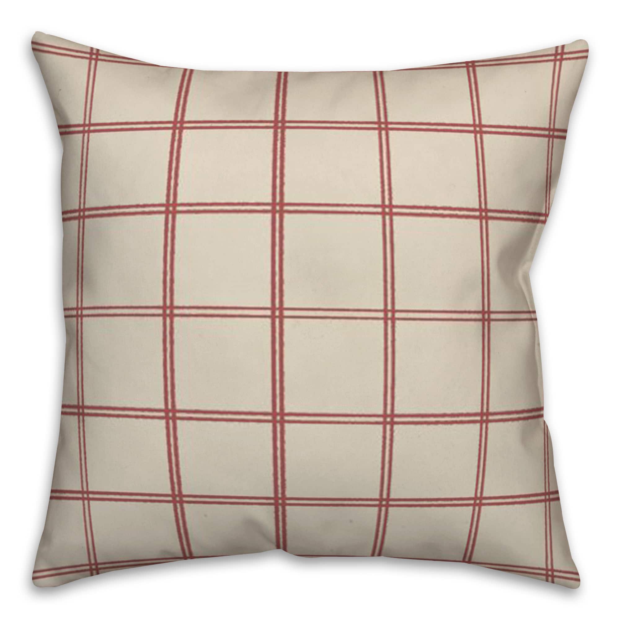 Cream & Red Check Throw Pillow