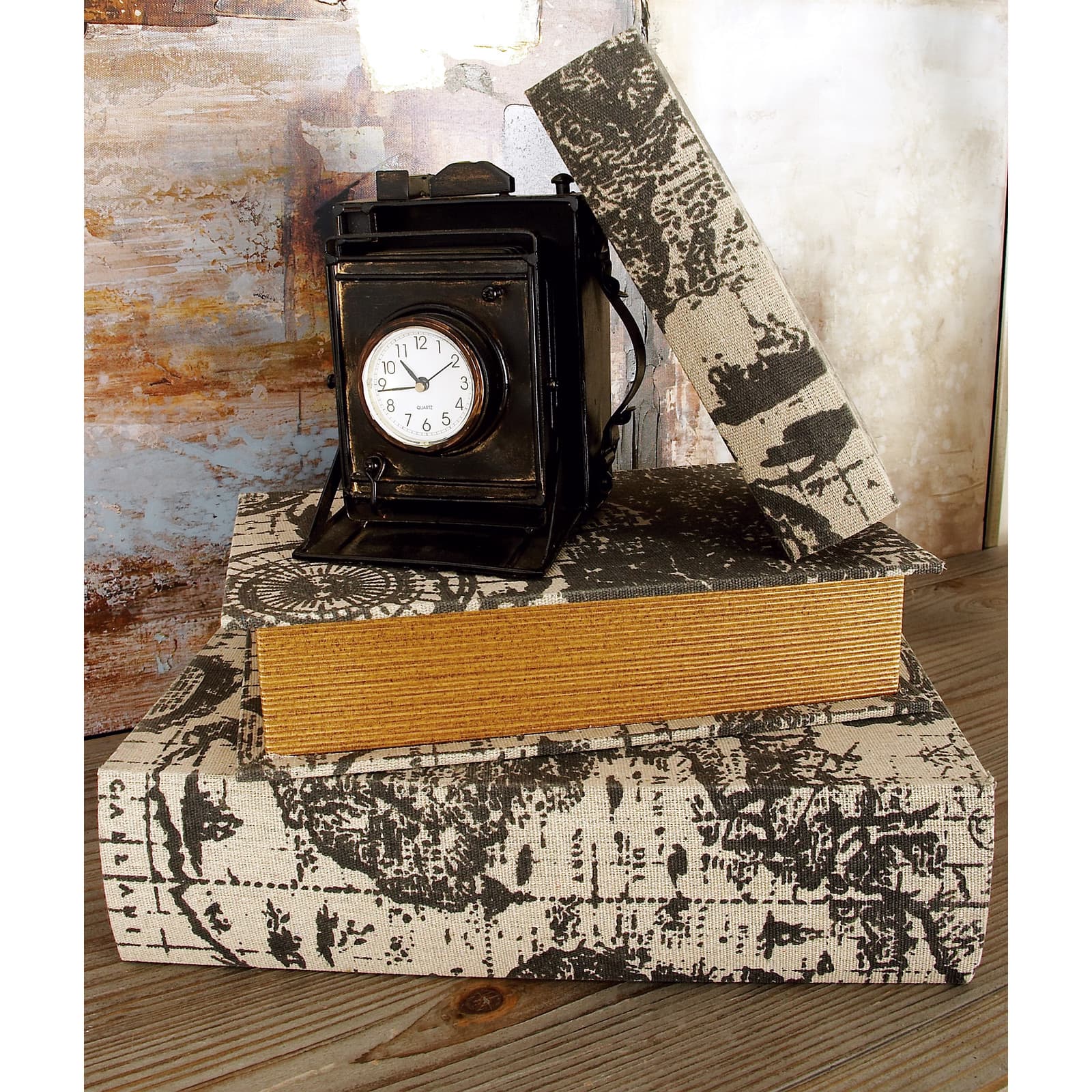 World Map Wooden Traditional Book Box Set