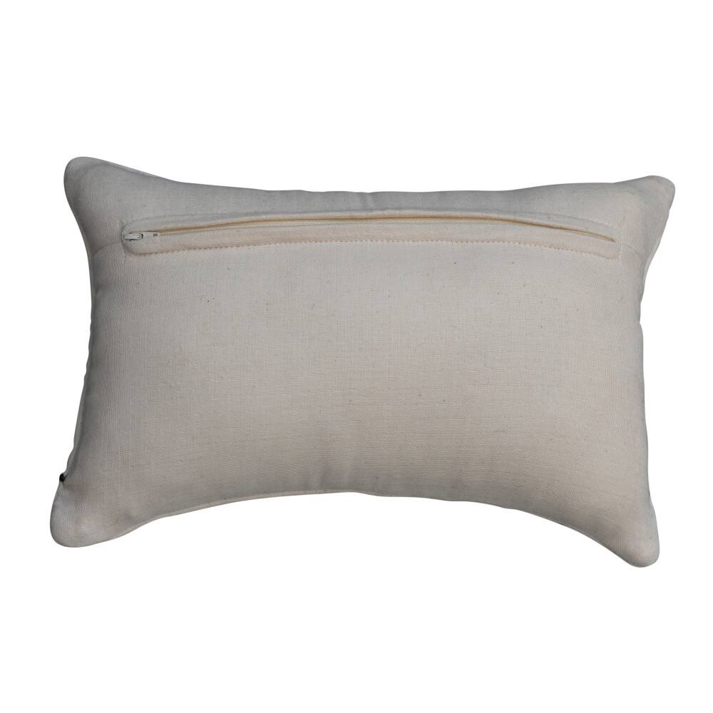 Hello Honey® Cream & Gray Embroidery Cotton Lumbar Pillow