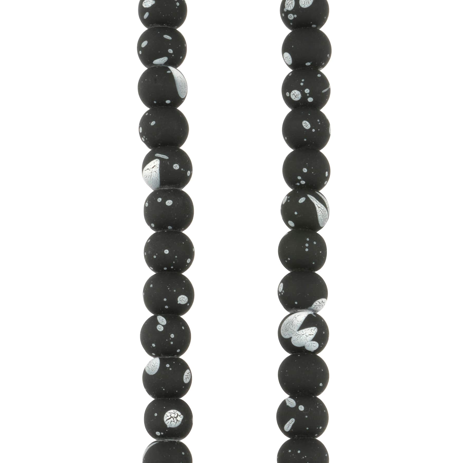 12 Pack: Black & White Matte Glass Round Beads, 7mm by Bead Landing™