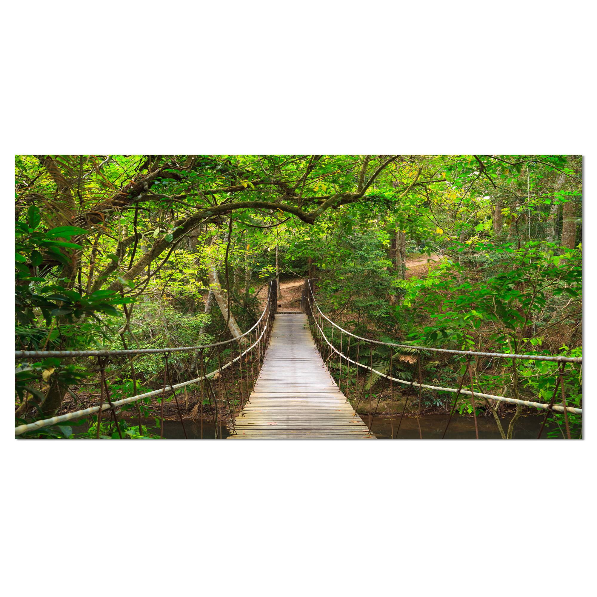 Designart - Bridge to Jungle Thailand - Landscape Photo Canvas Art Print