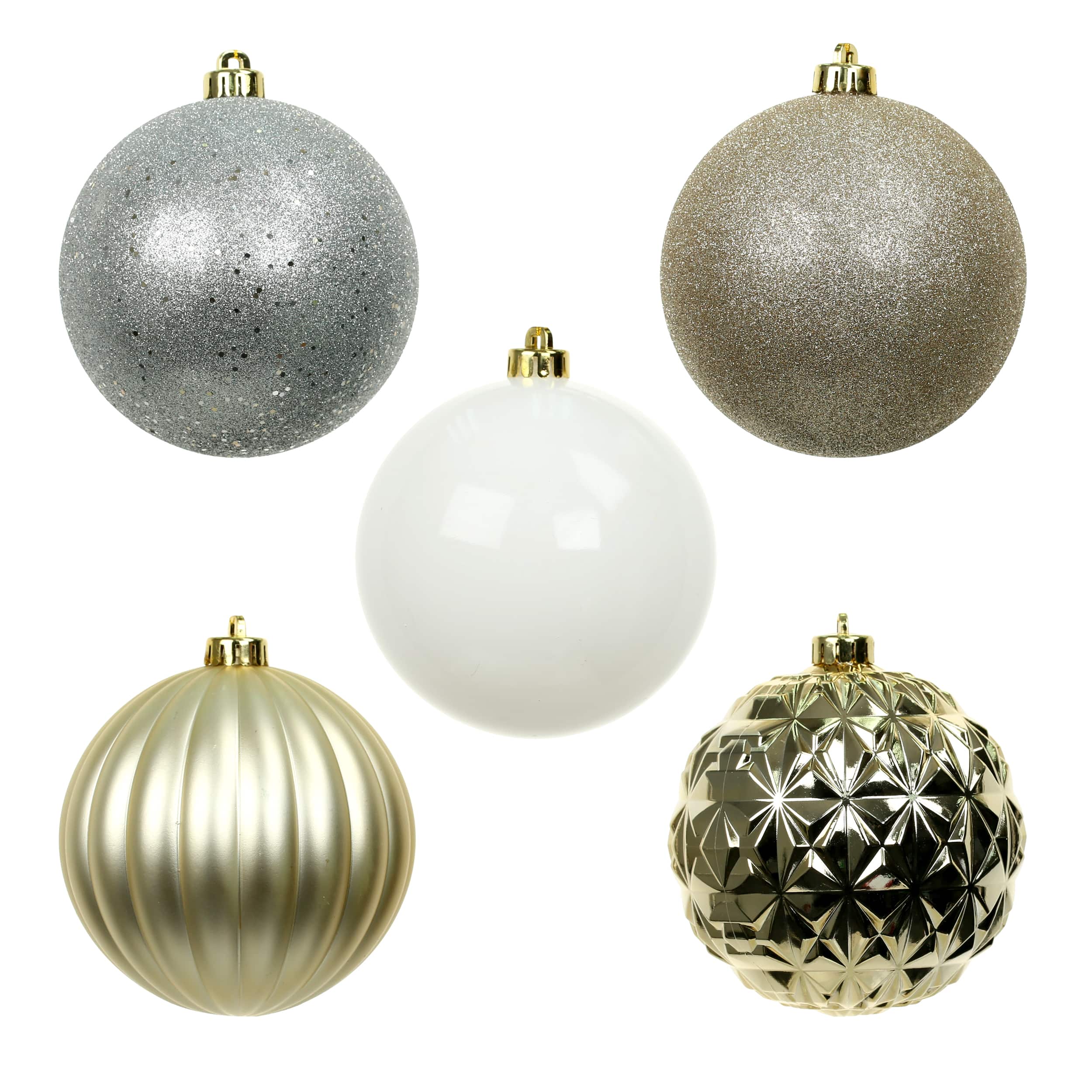 5 Pack 5.9&#x22; Silver &#x26; Gold Shatterproof Ball Ornaments by Ashland&#xAE;
