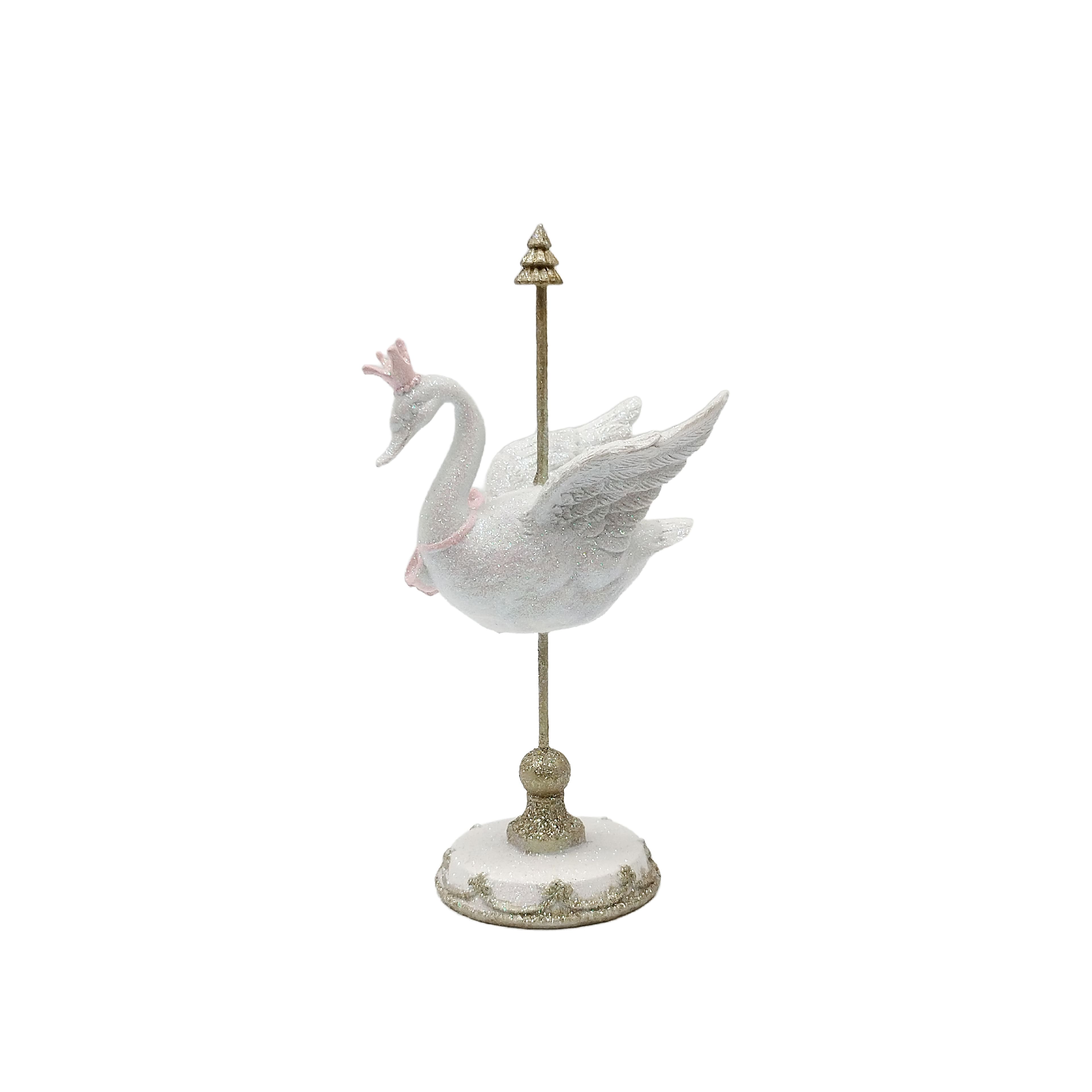 10.75&#x22; White, Gold &#x26; Pink Frosted Carousel Swan Tabletop D&#xE9;cor by Ashland&#xAE;