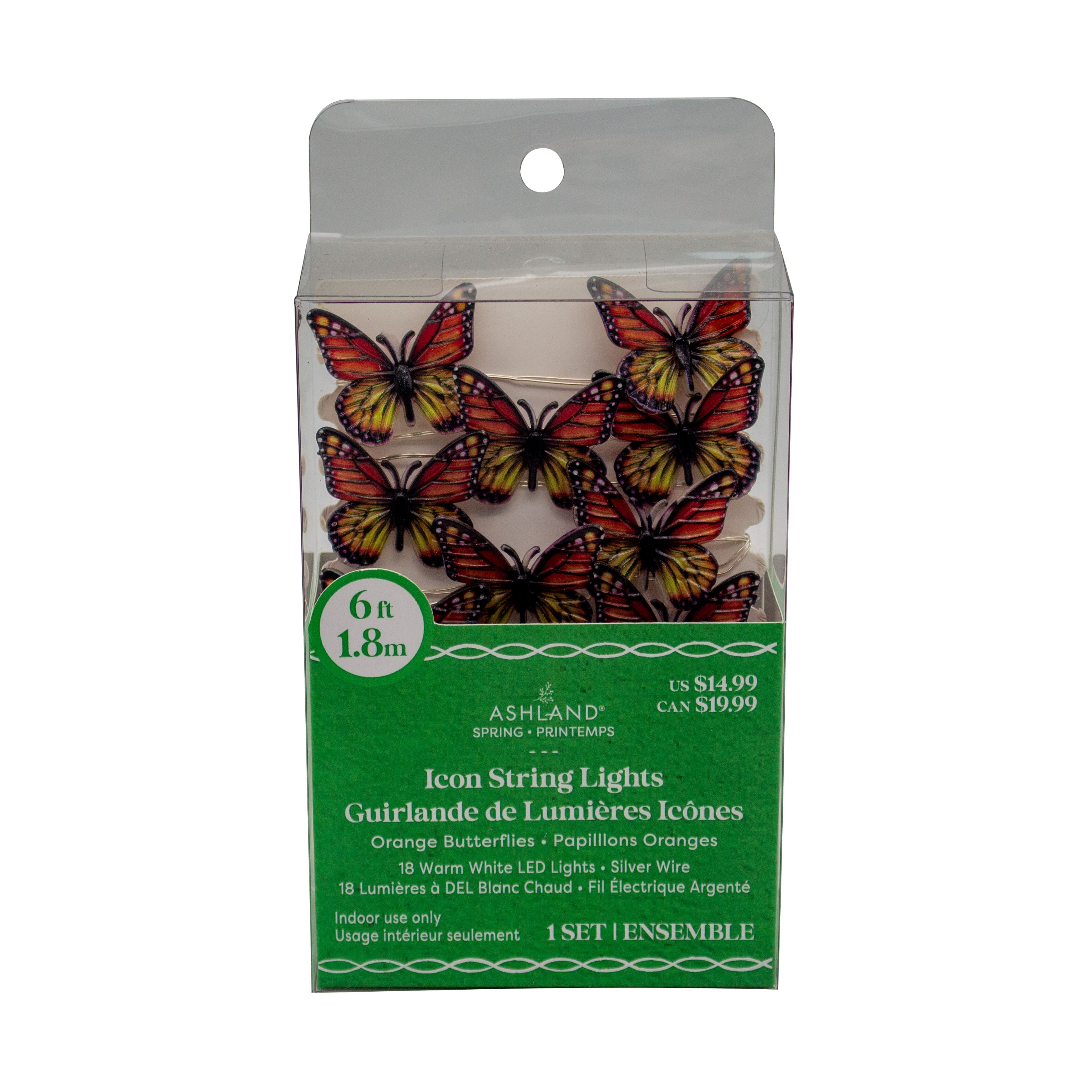 18ct. Orange Butterfly Icon Warm White LED String Lights by Ashland&#xAE;