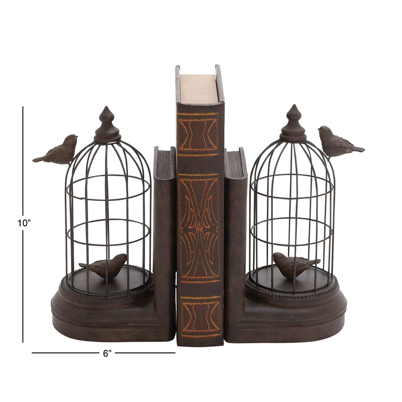 Black Metal Farmhouse Birdcage Bookends Set