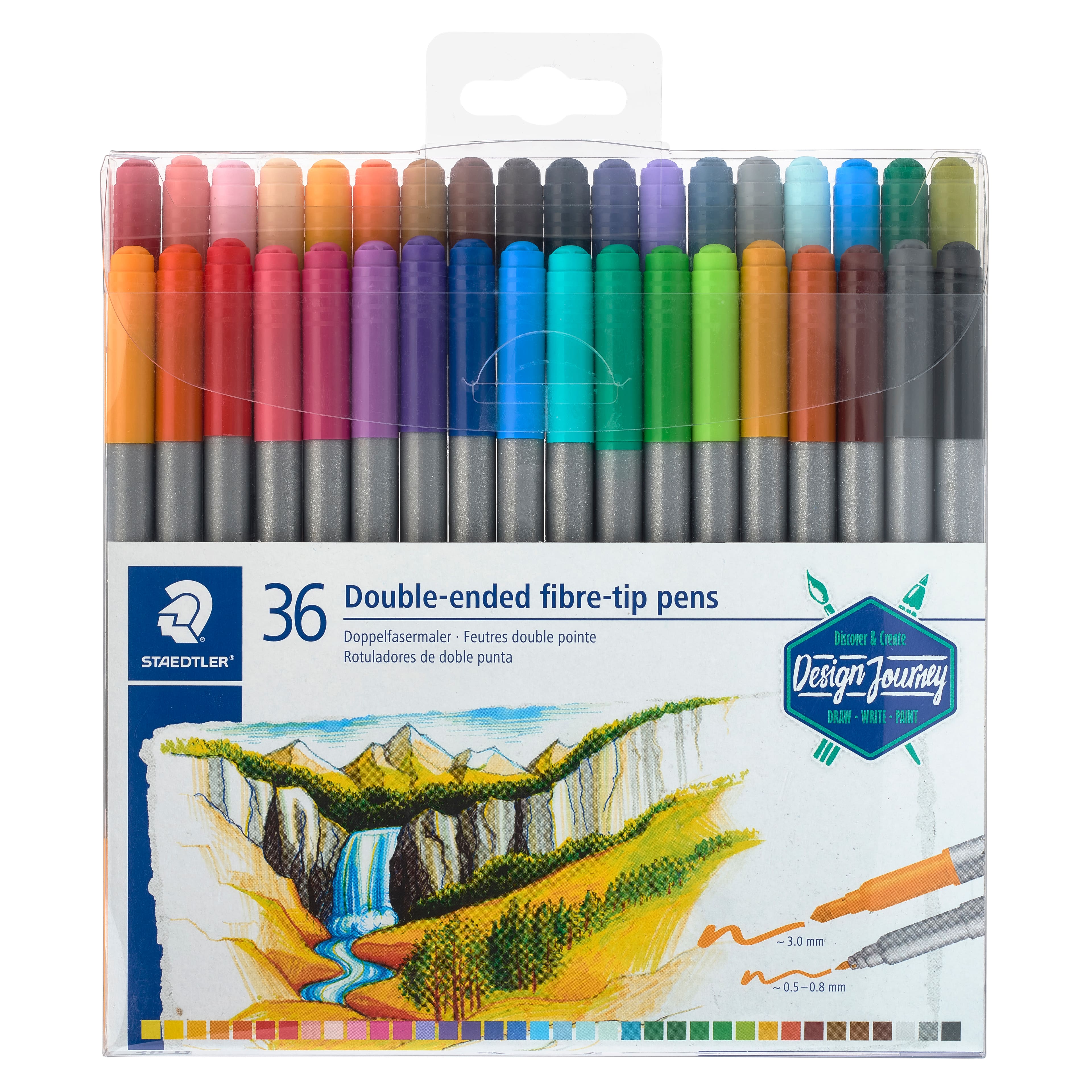 Staedtler Duo Ended Markers Watercolor Brush TipFine Tip Black