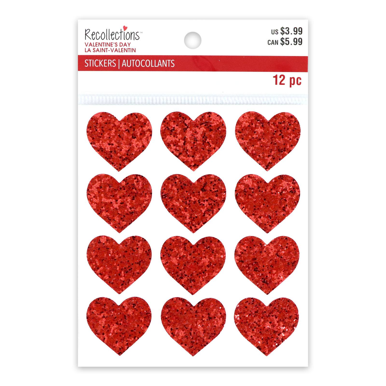 Red glitter heart stickers