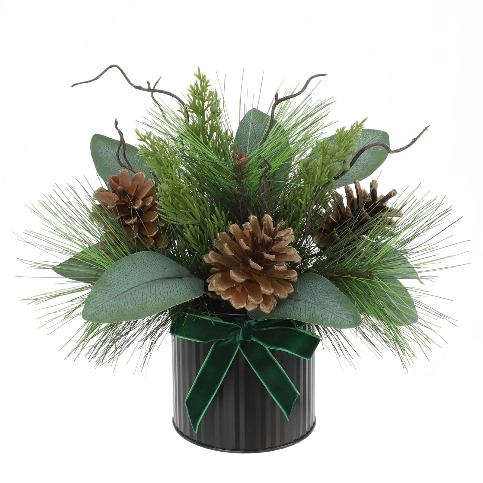 9.5&#x22; Greenery &#x26; Pinecone Mix in Black Pot by Ashland&#xAE;