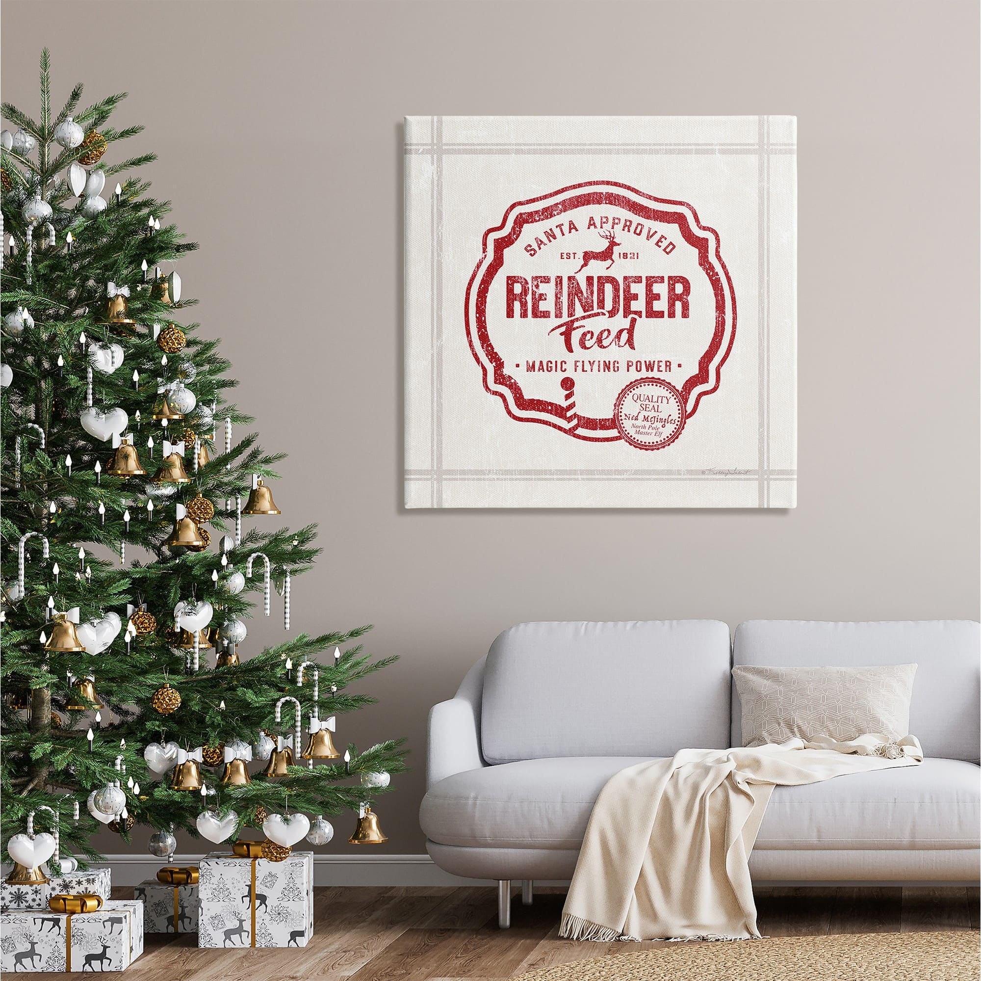 Stupell Industries Vintage Christmas Reindeer Feed Canvas Wall Art