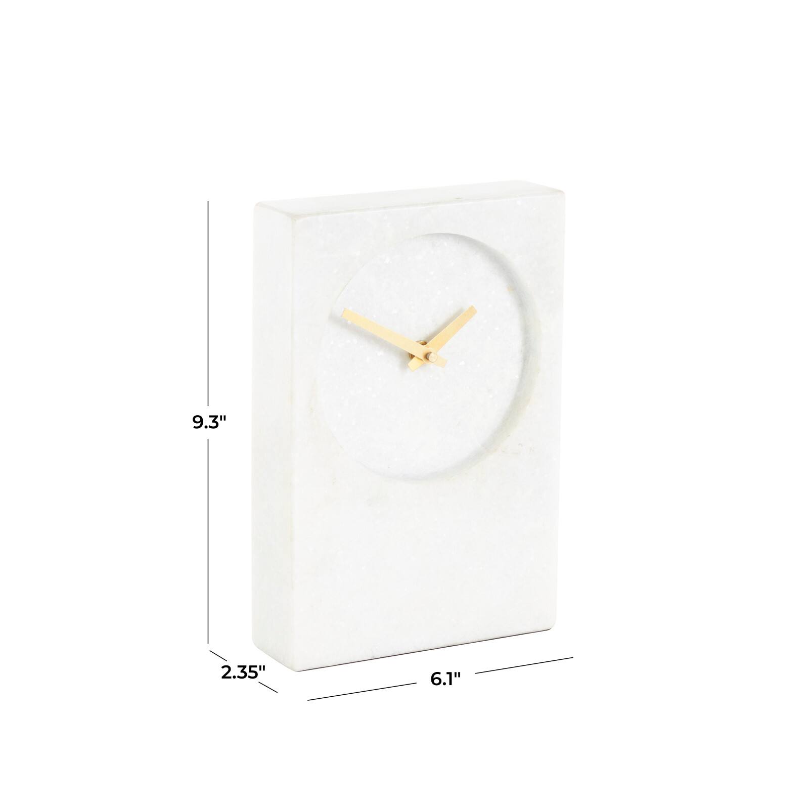 9" White Marble Rectangular Clock