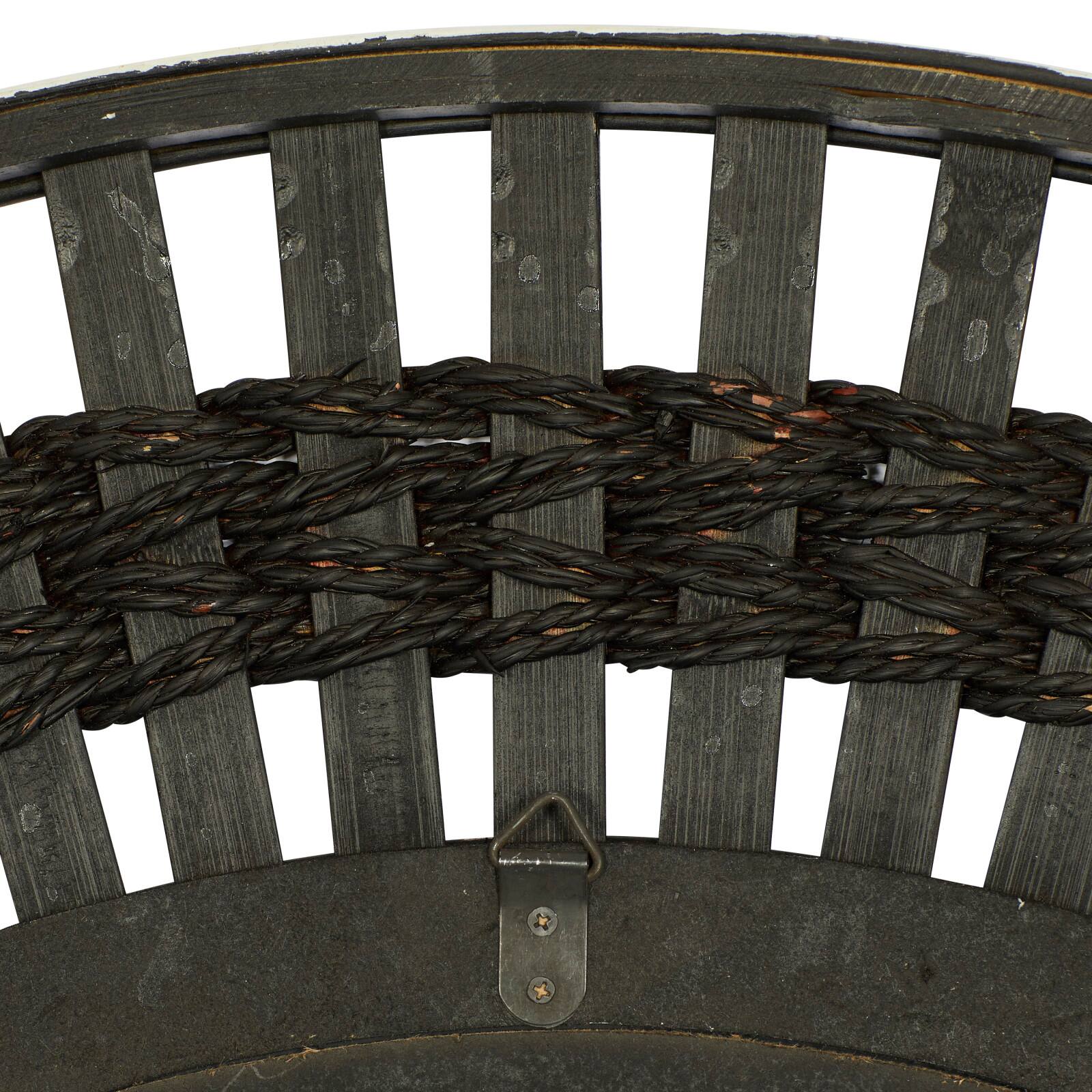 36&#x22; Brown Wood Contemporary Round Wall Mirror