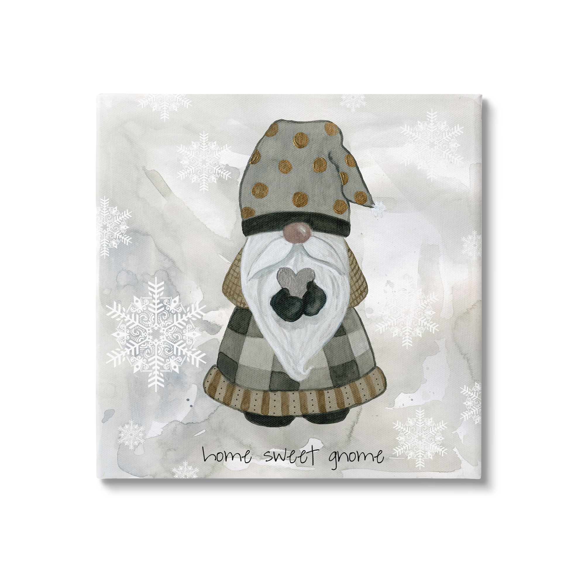 Stupell Industries Home Sweet Gnome Winter Snowflakes Canvas Wall Art