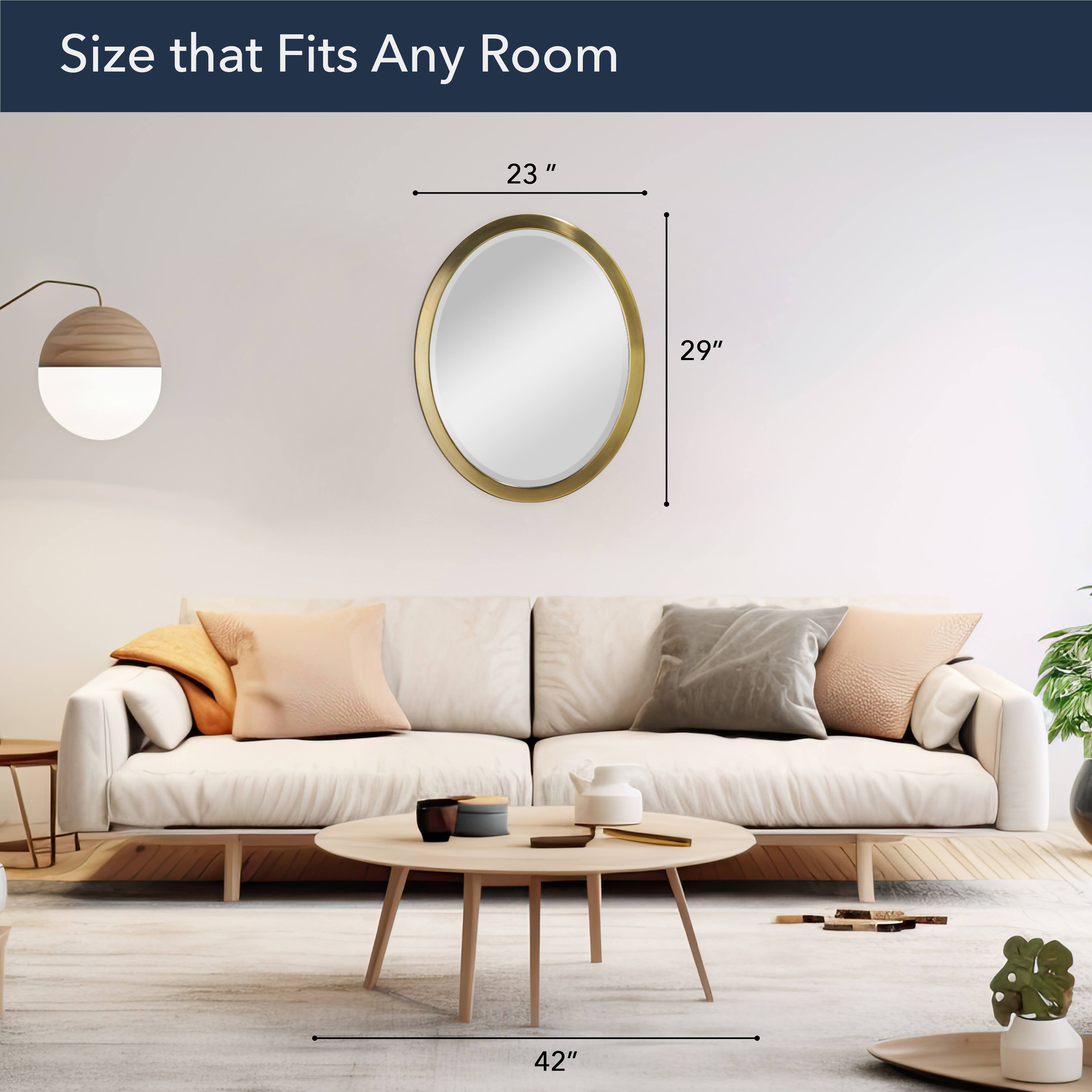 Head West Oval Brushed Gold Metal Framed Bathroom Mirror - 30&#x22; x 23&#x22;