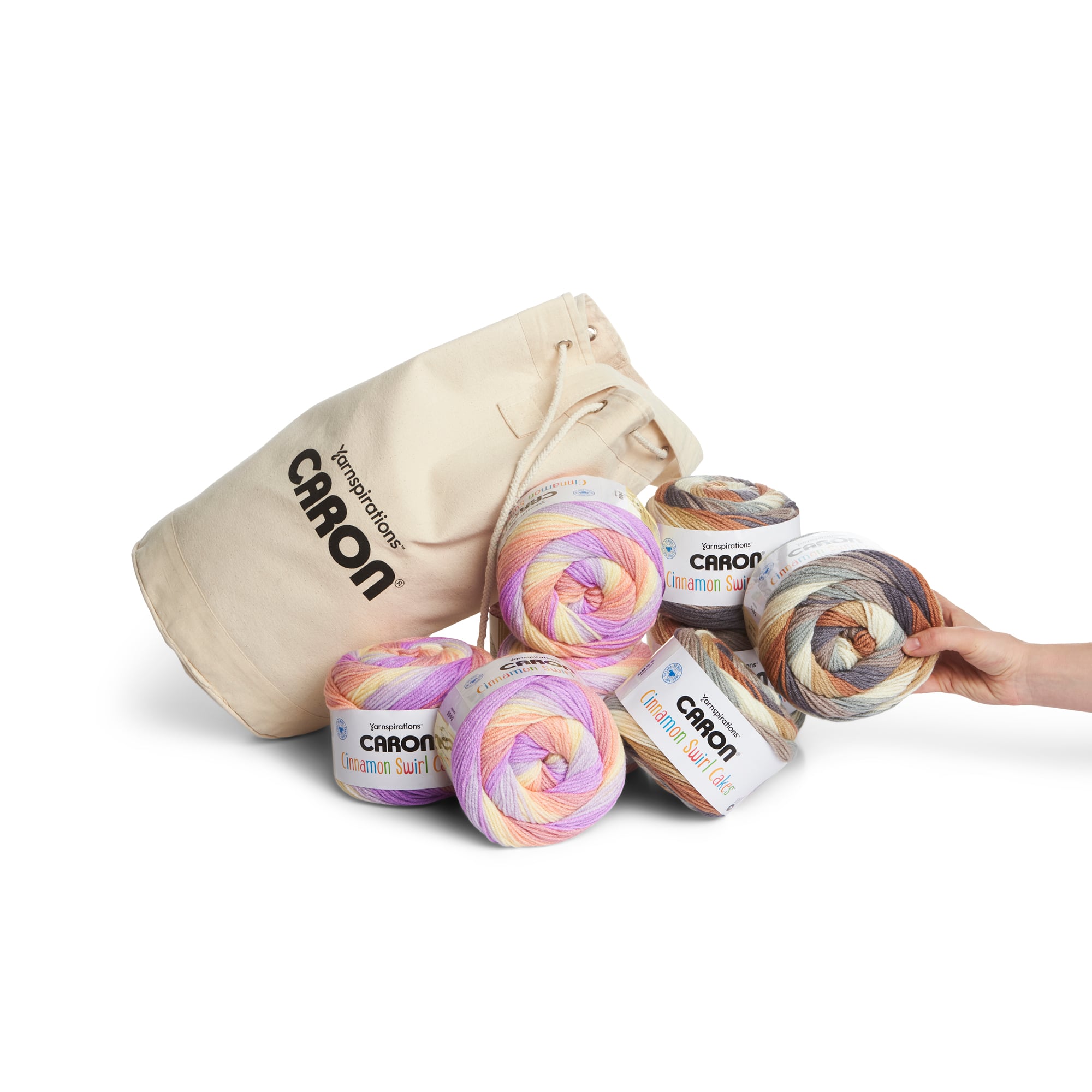 Caron&#xAE; Cinnamon Swirl Cakes&#x2122; Yarn Value Pack with Canvas Bag