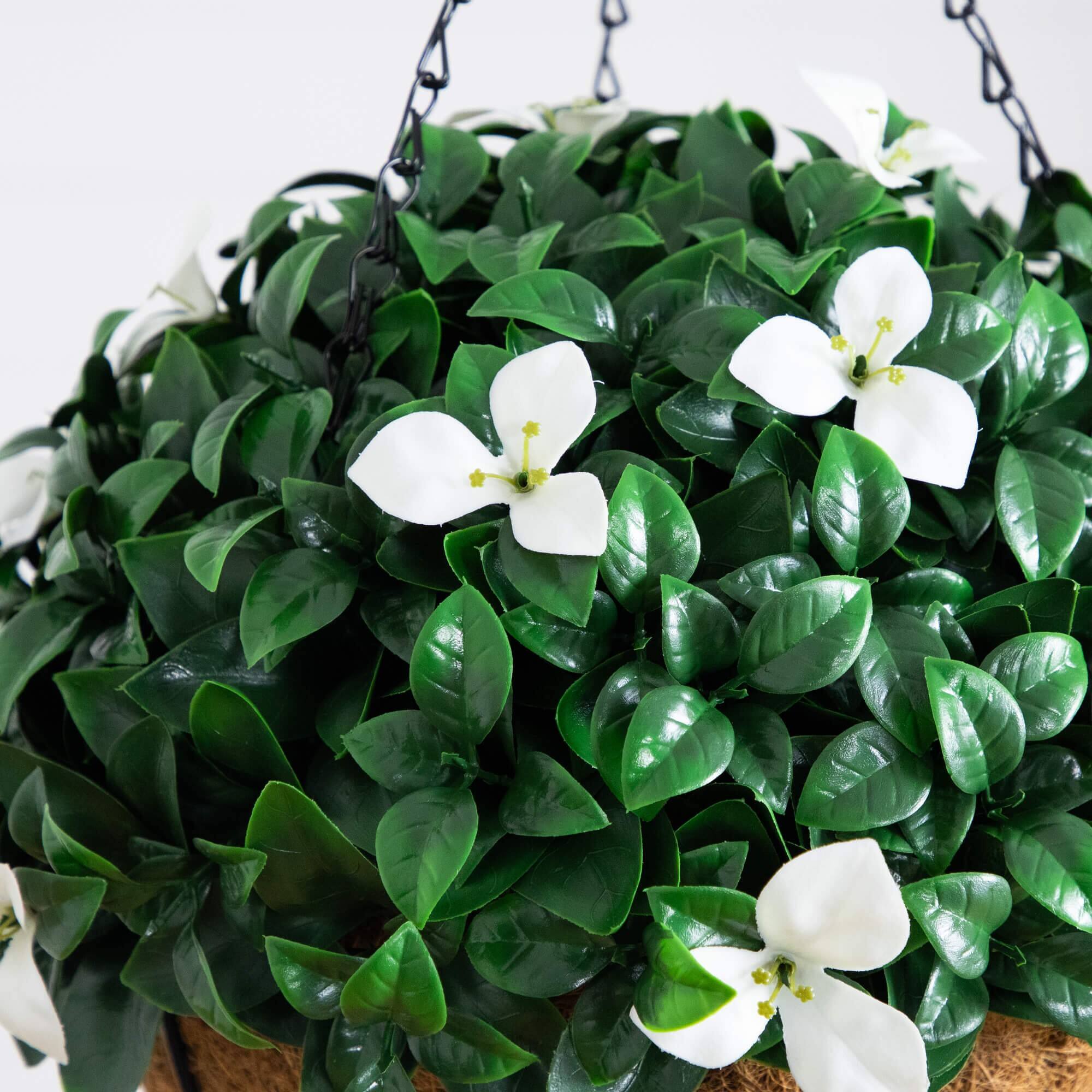 18in. UV Resistant Artificial Gardenia Hanging Basket (Indoor/Outdoor)