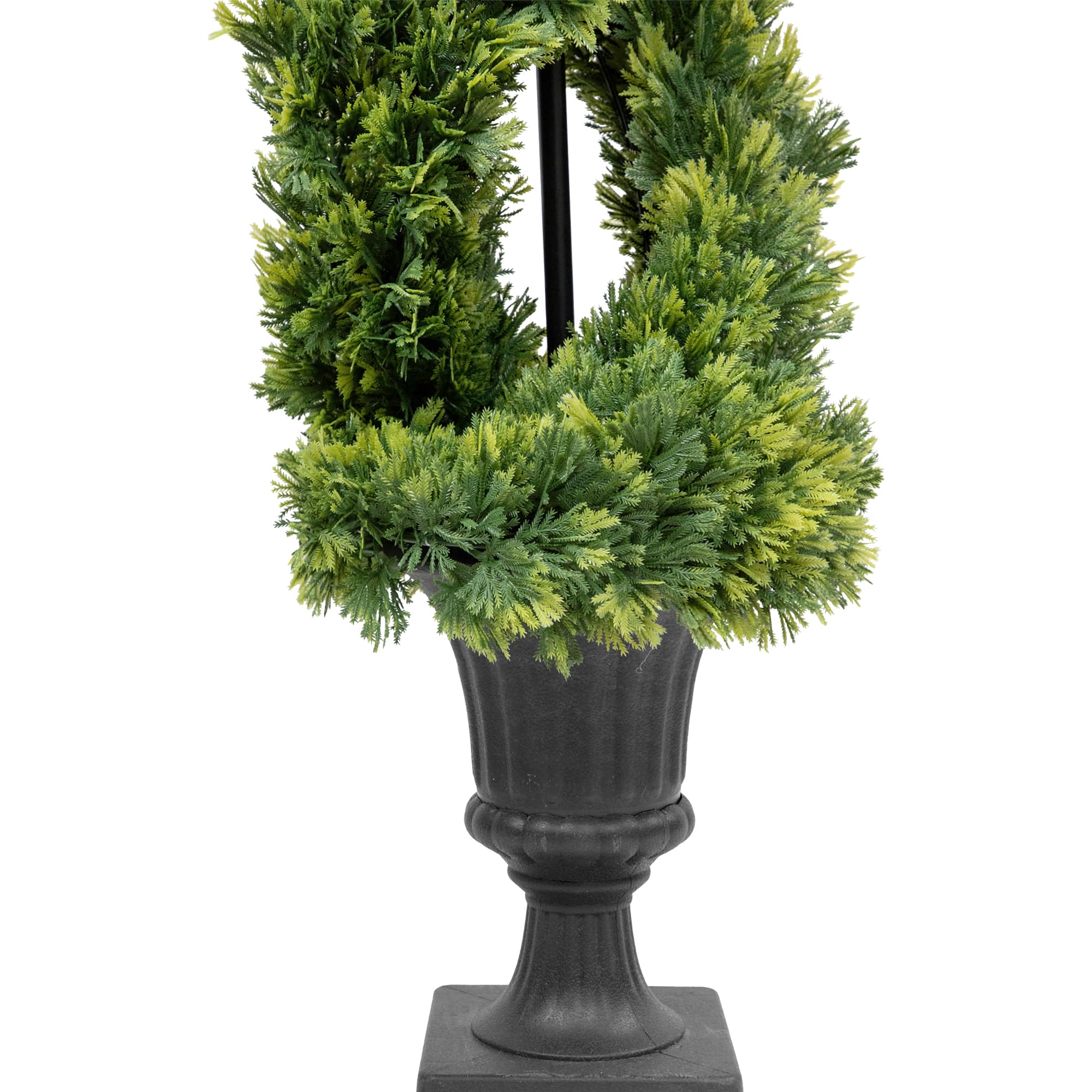 4.5ft. Unlit Artificial Cedar Double Spiral Topiary Tree in Urn Style Pot