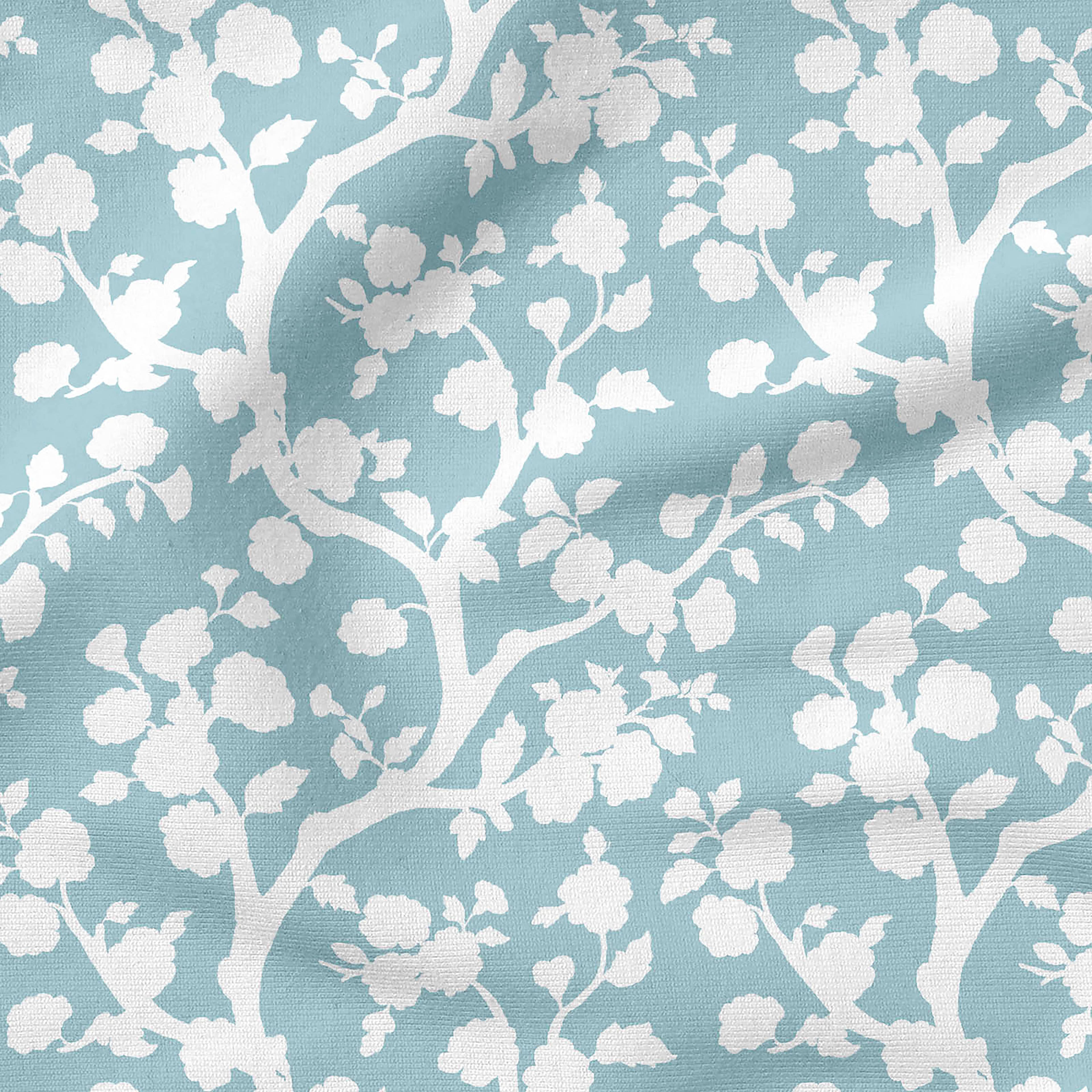 Madcap Cottage Prints Charming Blue Cherry Blossom Cotton Fabric