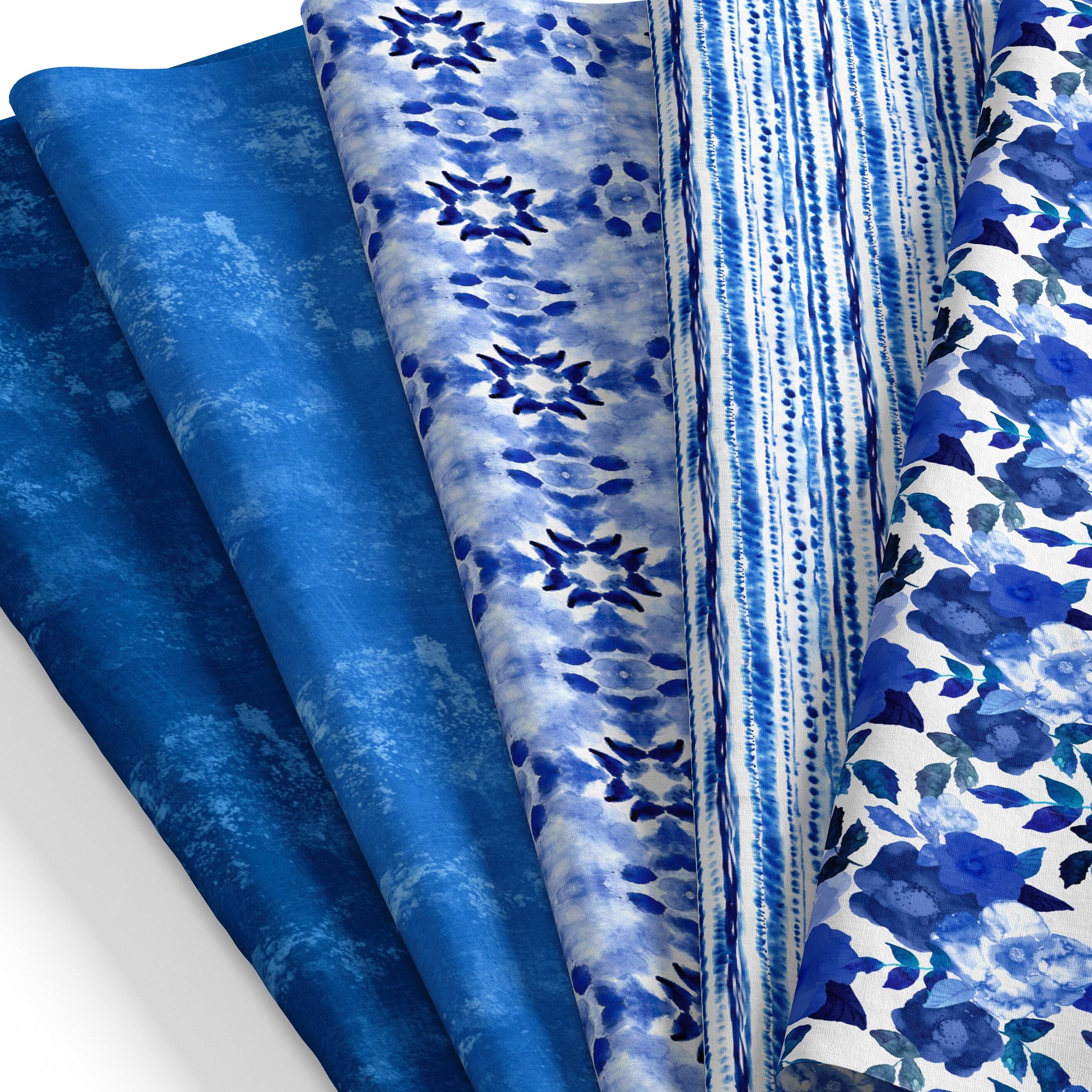 SINGER China Blue Batiks Cotton Fabric Fat Quarters