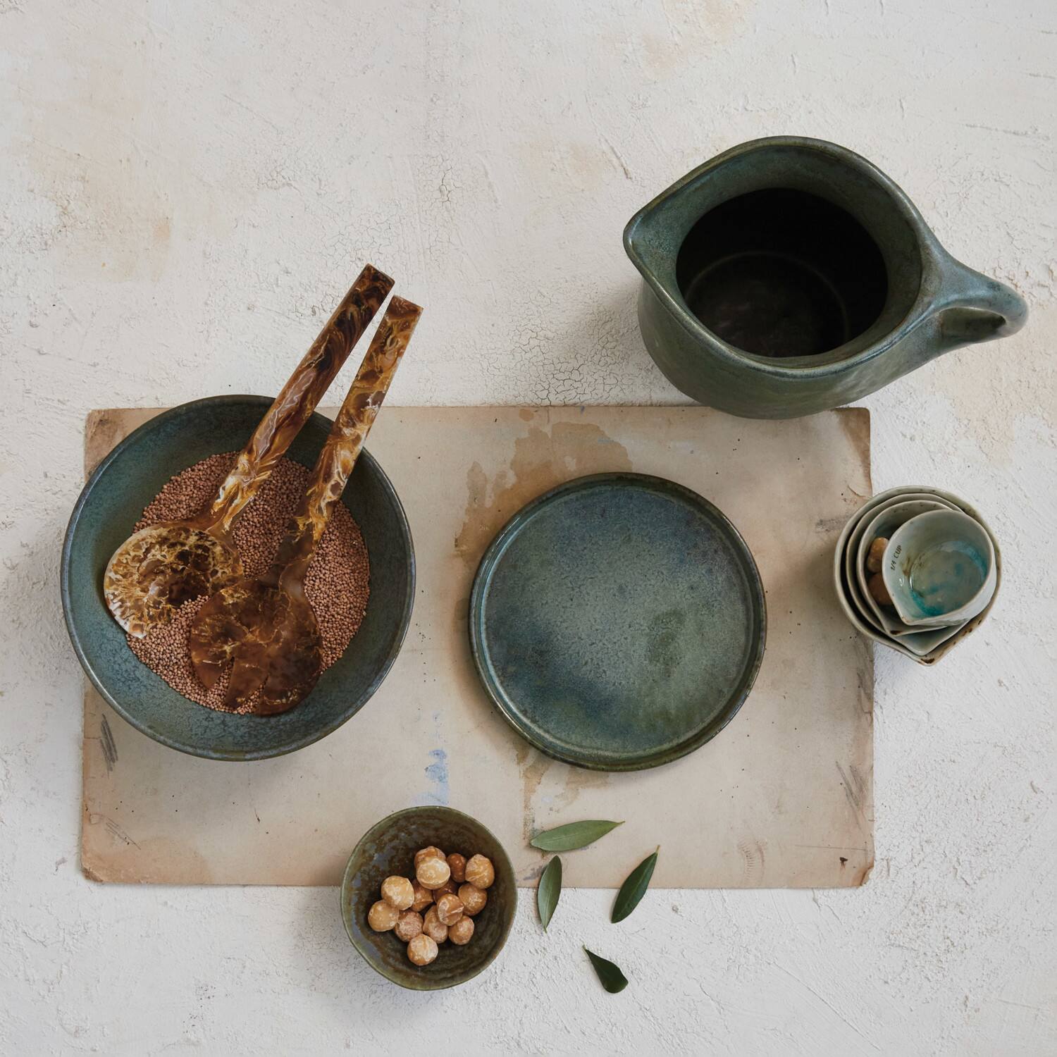 Hello Honey&#xAE; 8&#x22; Matte Teal Stoneware Bowl with Reactive Glaze, 2ct.