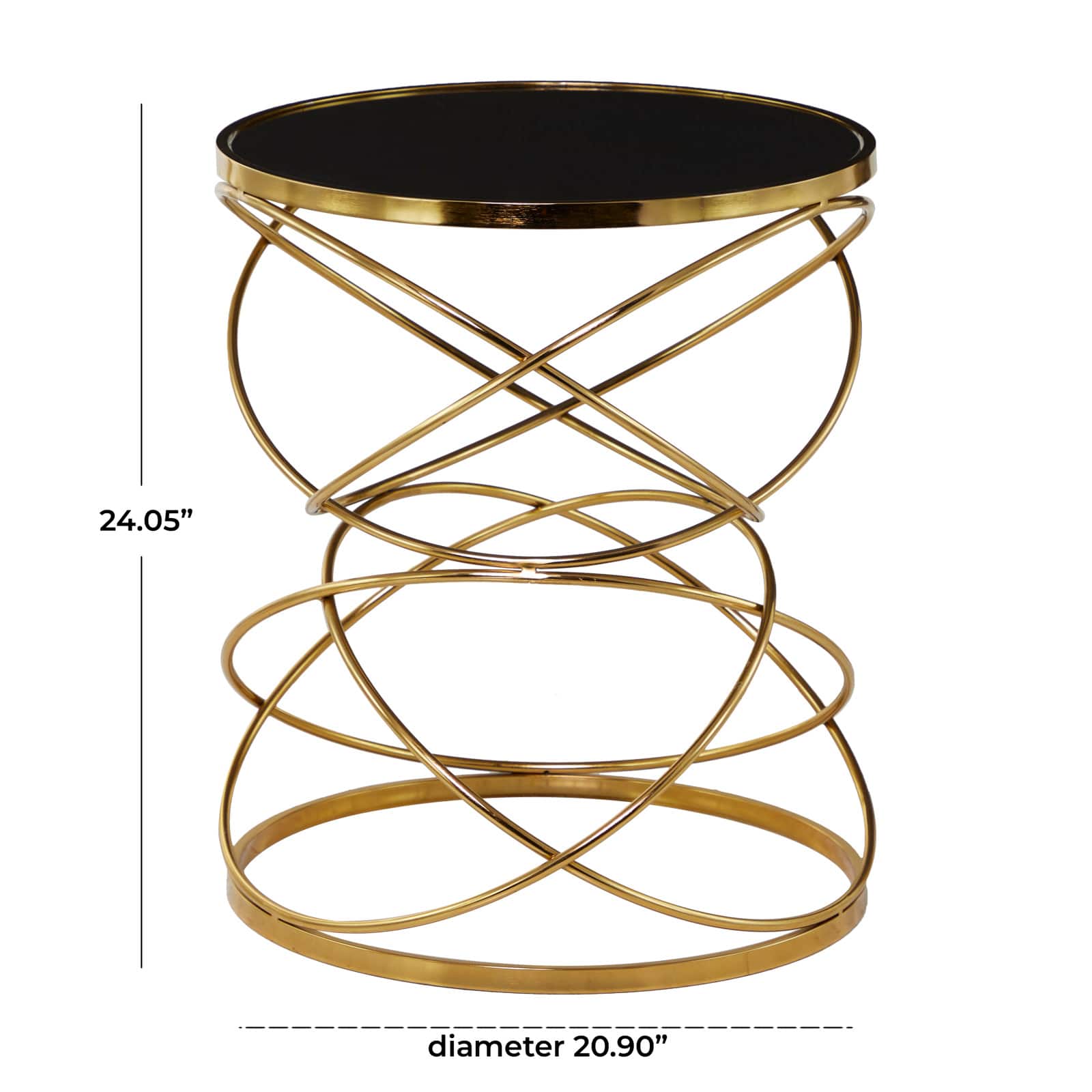 24" Open Ring Accent Table with Black Marble Top