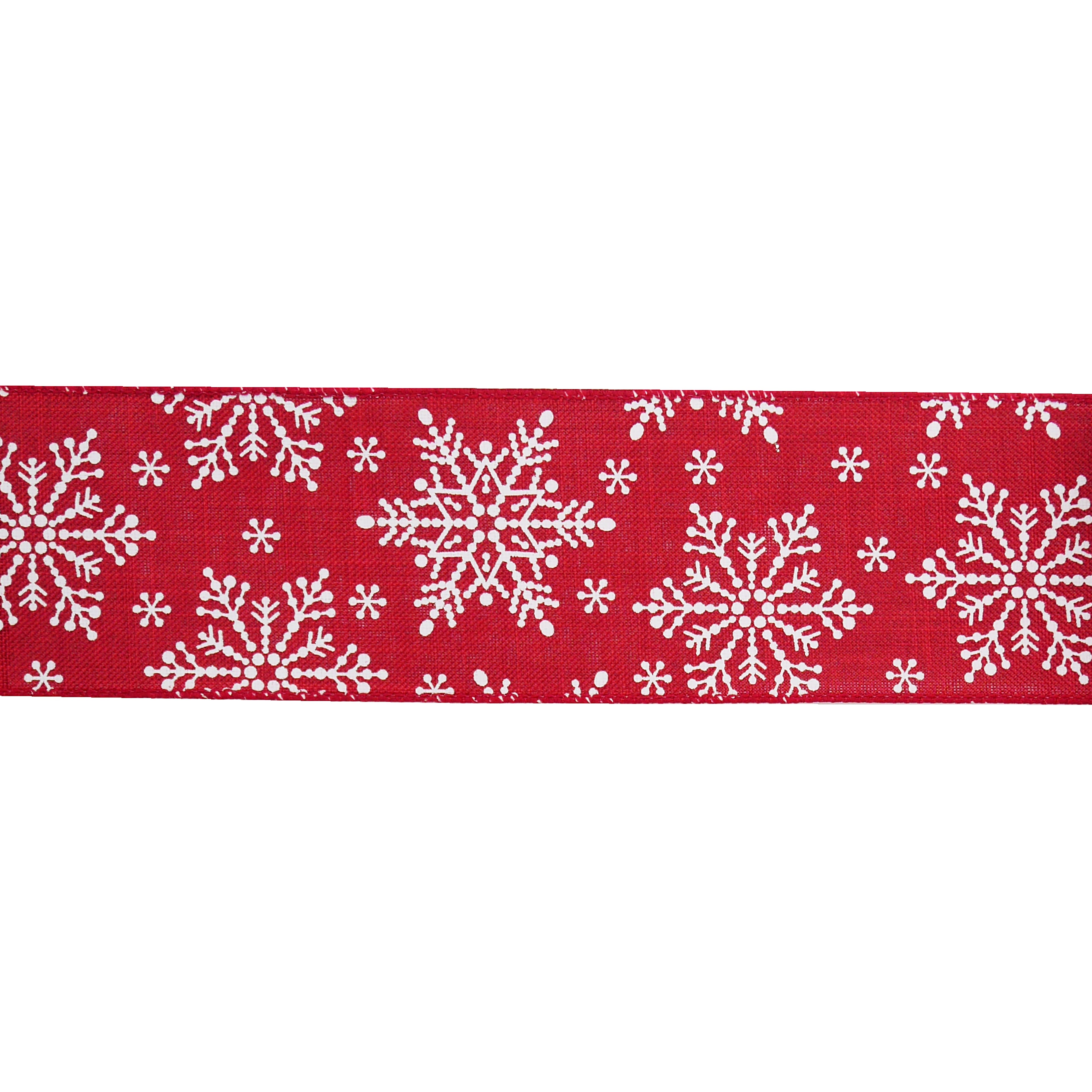 2.5&#x22; x 20ft. Red &#x26; White Snowflakes Wired  Ribbon by Celebrate It&#xAE;