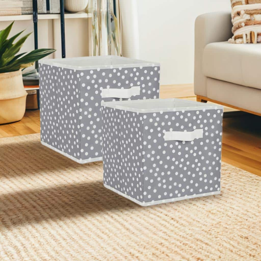 DII&#xAE; 11&#x22; Gray &#x26; White Dots Storage Cube, 2ct.