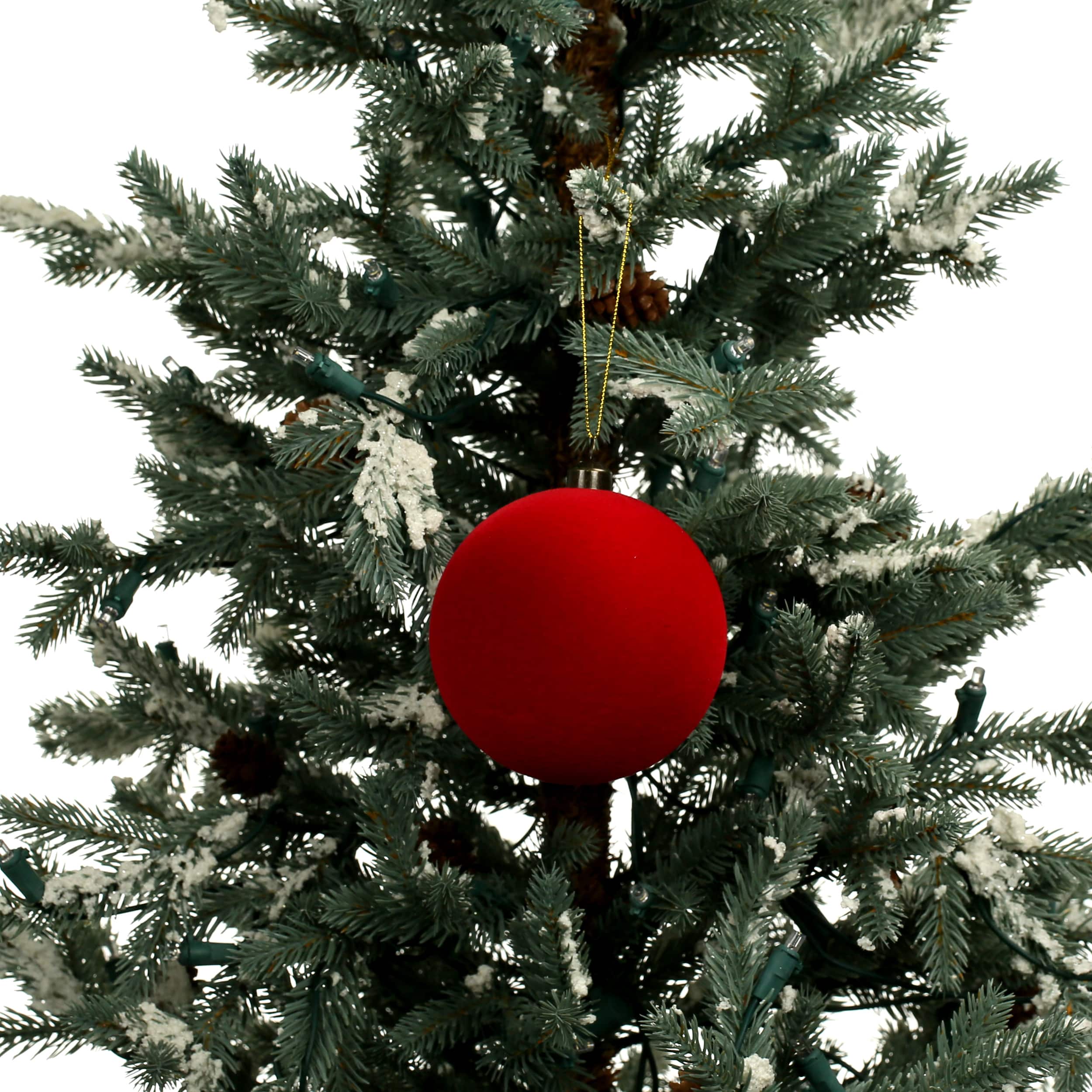 4 Pack 3.8&#x22; Flocked Shatterproof Ball Ornaments by Ashland&#xAE;
