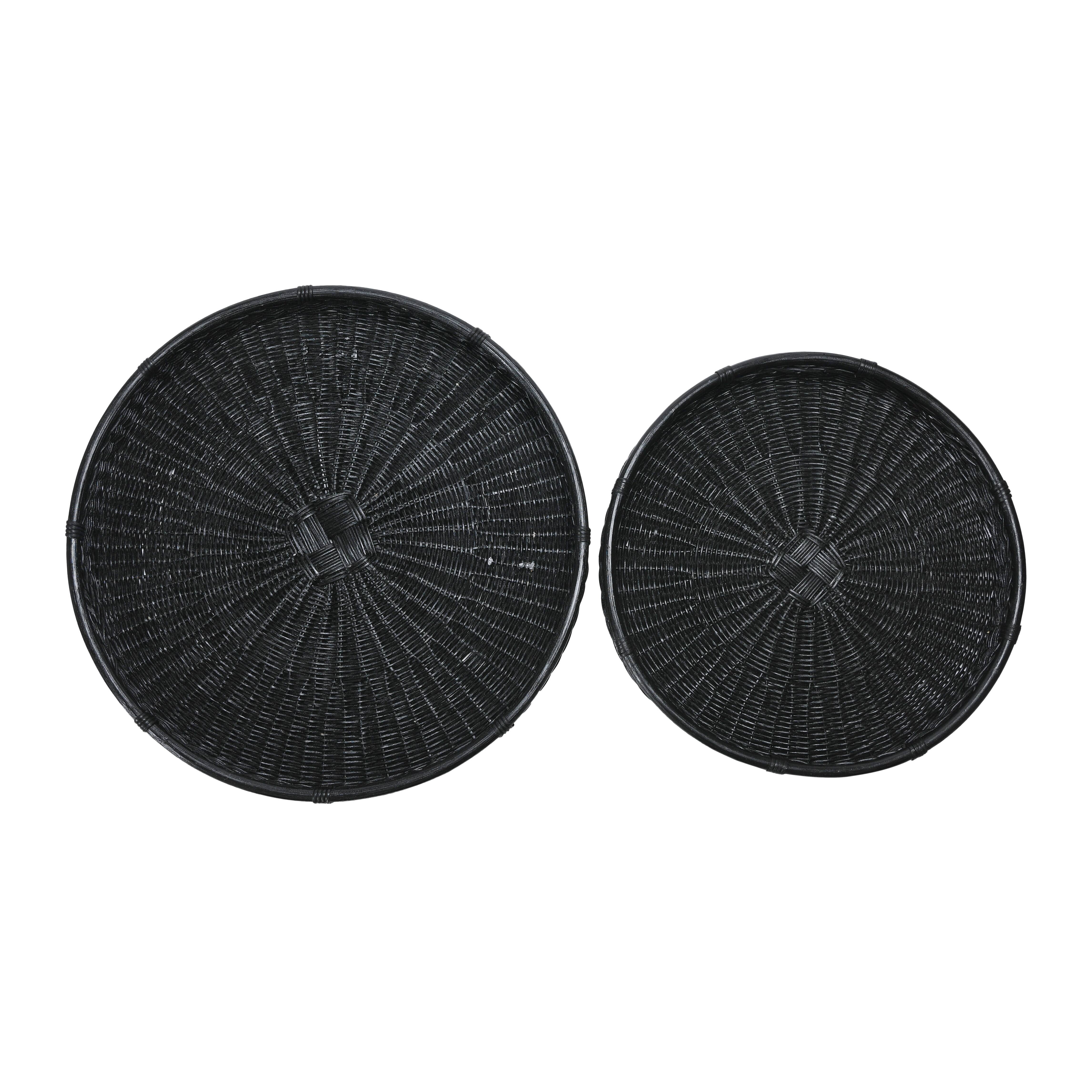 Hello Honey® Black Wicker Trays with Handle Set