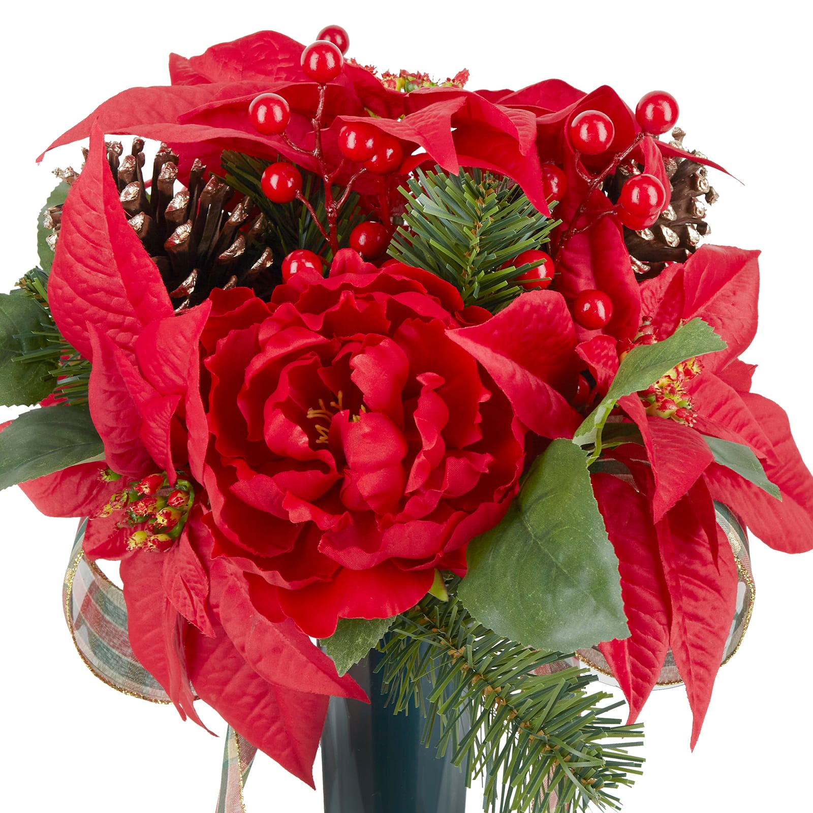 17&#x22; Red Poinsettia &#x26; Peony Cone by Ashland&#xAE;