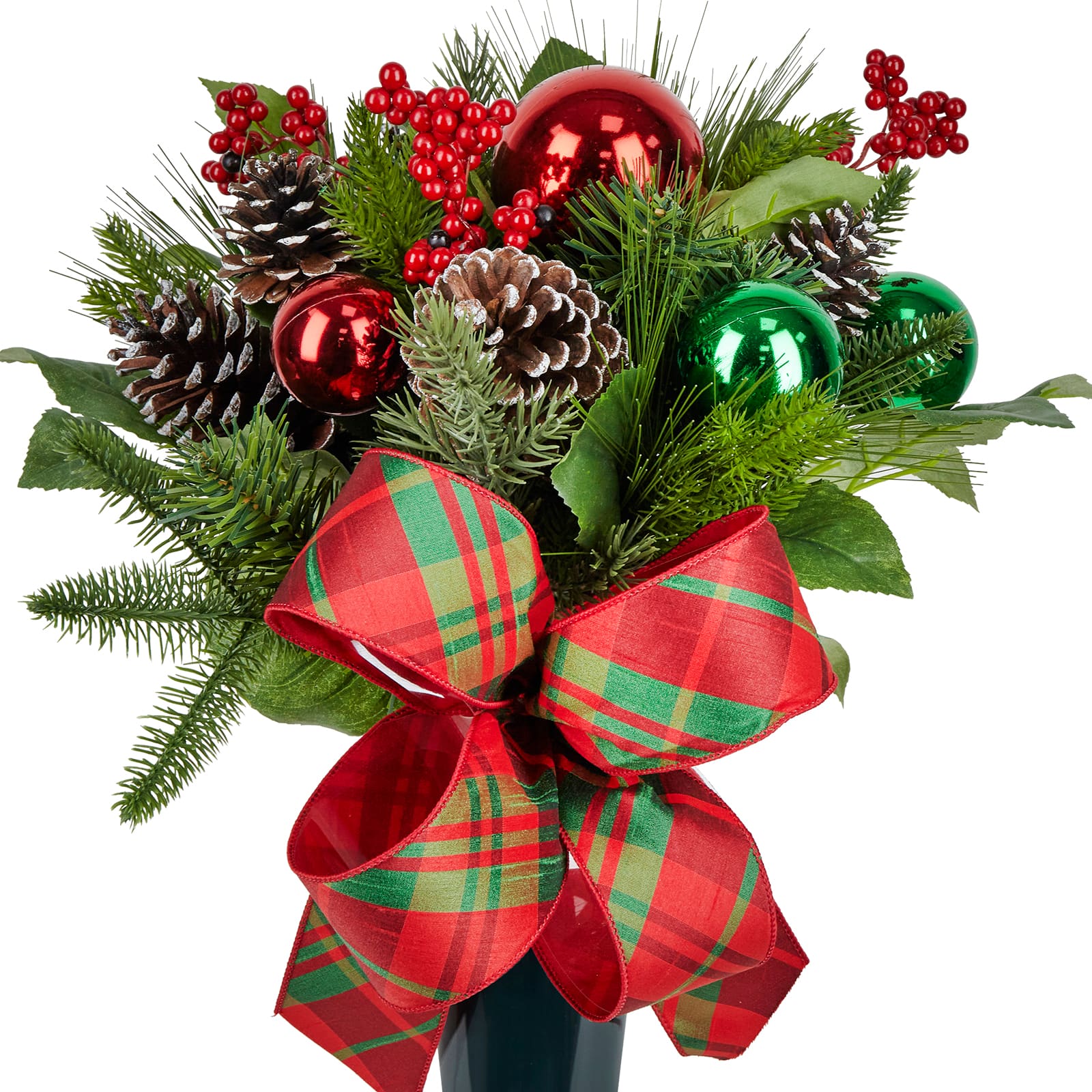 21&#x22; Red &#x26; Green Ornament &#x26; Pine Foliage Cone with Pinecone by Ashland&#xAE;