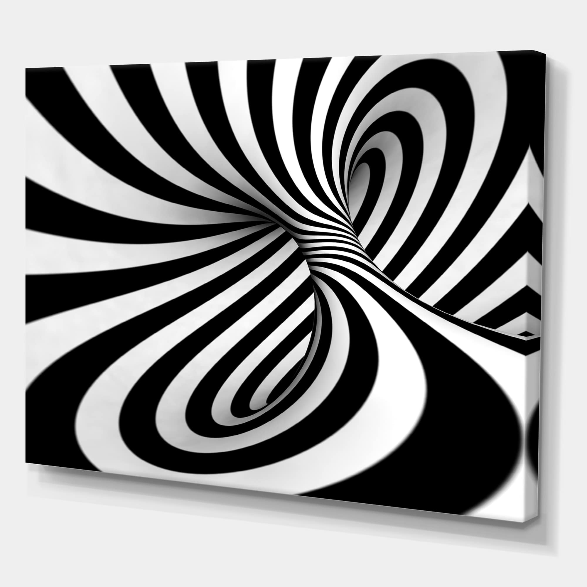 Designart - Spiral Black n White - Abstract Canvas Art Print