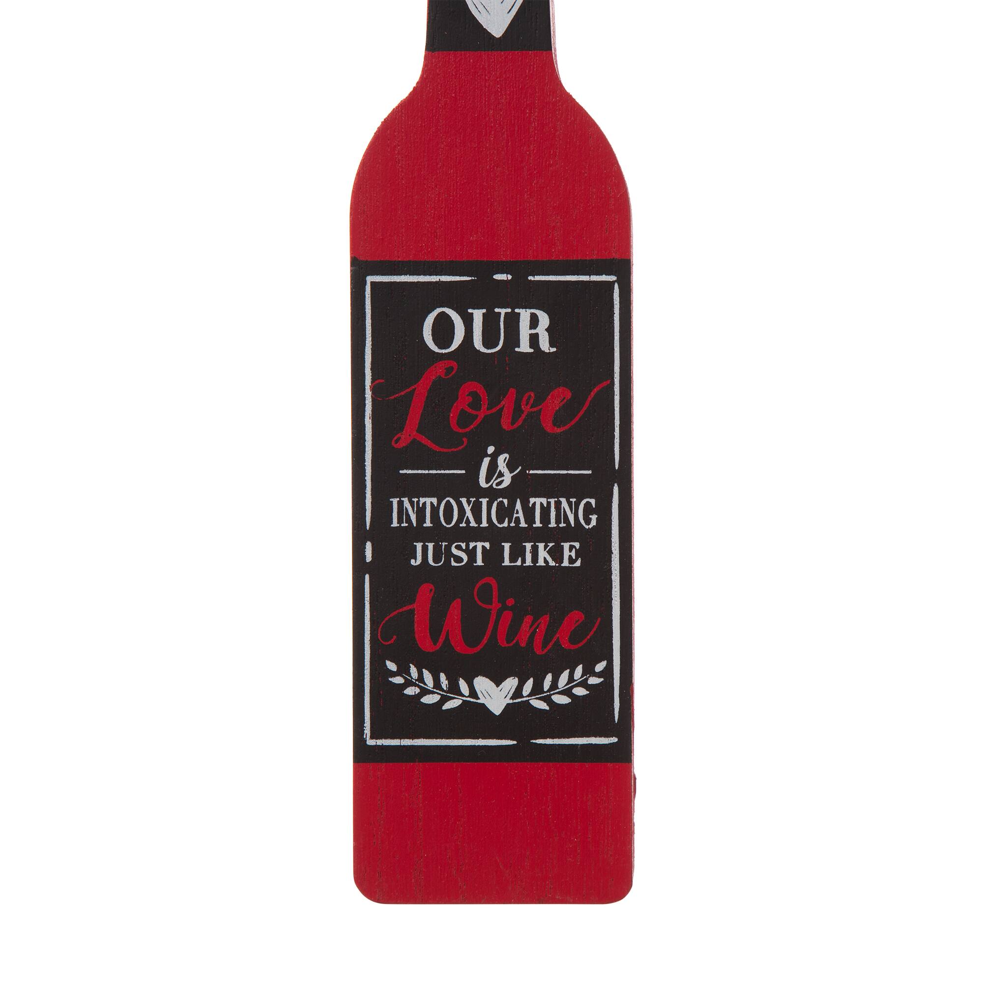 Glitzhome&#xAE; Valentine&#x27;s Wooden Love &#x26; Wine Sign Set