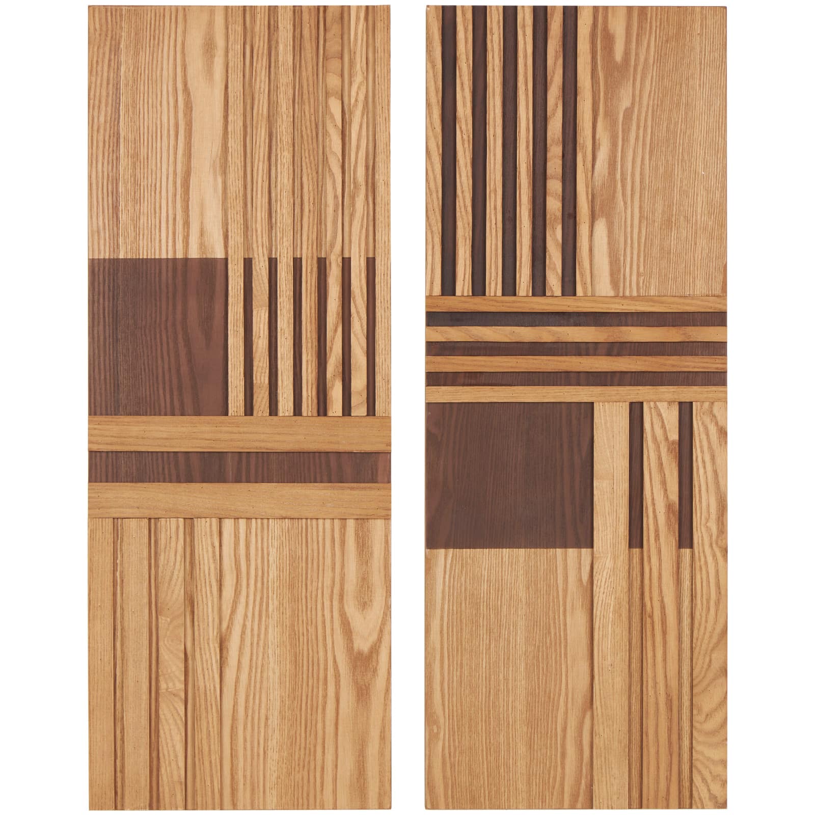 32&#x22; Brown Wooden Geometric Handmade Two-Toned Wall D&#xE9;cor Set